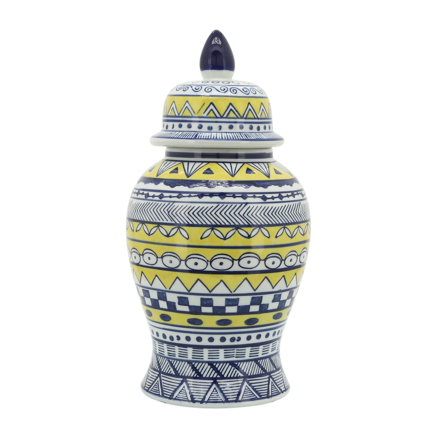 14" Blue/Yellow Temple Jar