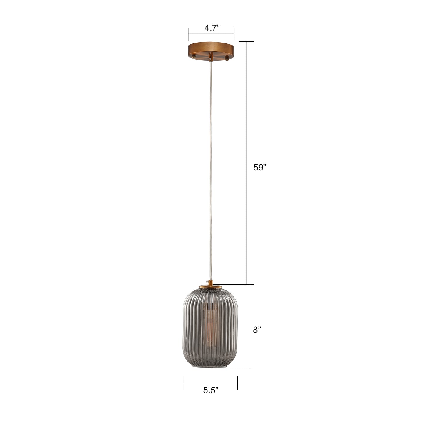 Carro Home Circulus Little Smoky Gray Ribbed Glass Mini Pendant Light
