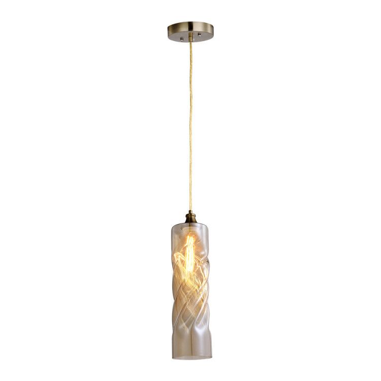 Gemeaux Cylinder Ombre Glass Indoor & Outdoor Pendant Light - Light Amber