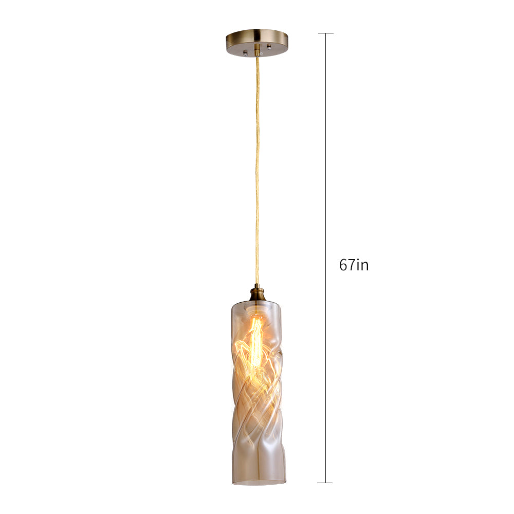 Gemeaux Cylinder Ombre Glass Indoor & Outdoor Pendant Light - Light Amber