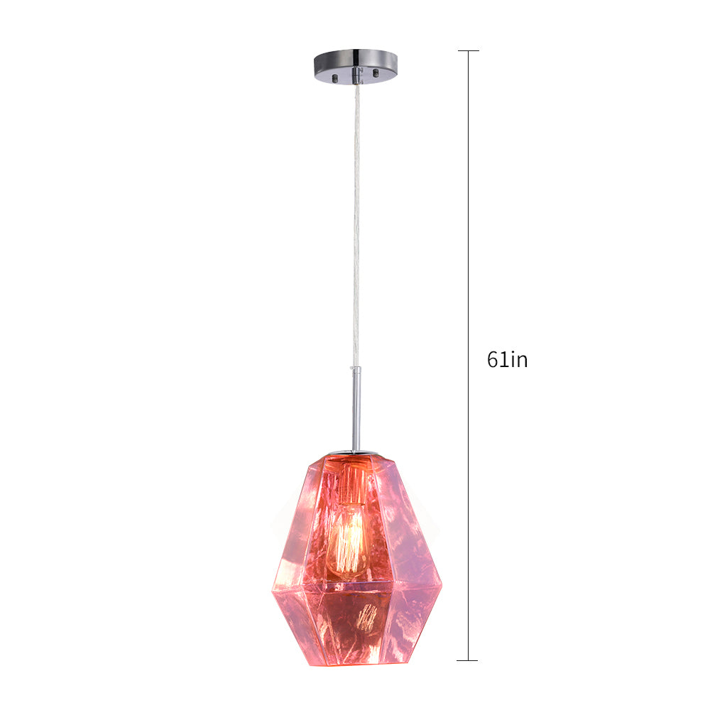 Carro Home Stier Jewel Tone Glass Pendant Light – Rose Pink Sapphire