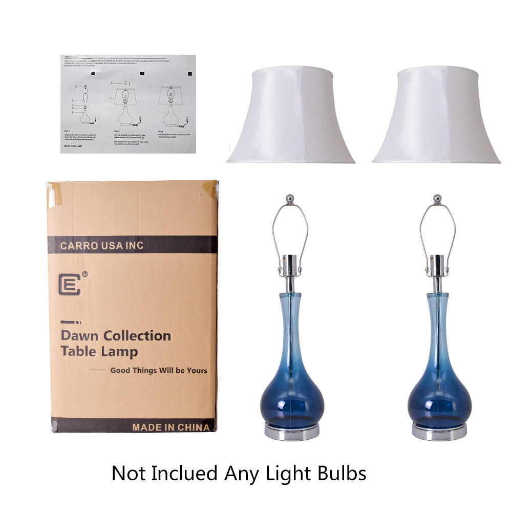 Melati 28" Table Lamp With Foldable Lampshad (Set Of 2) - Blue Ombre
