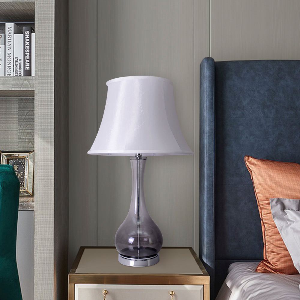 Melati 28" Table Lamp With Foldable Lampshad (Set Of 2) - Smoke Grey Ombre