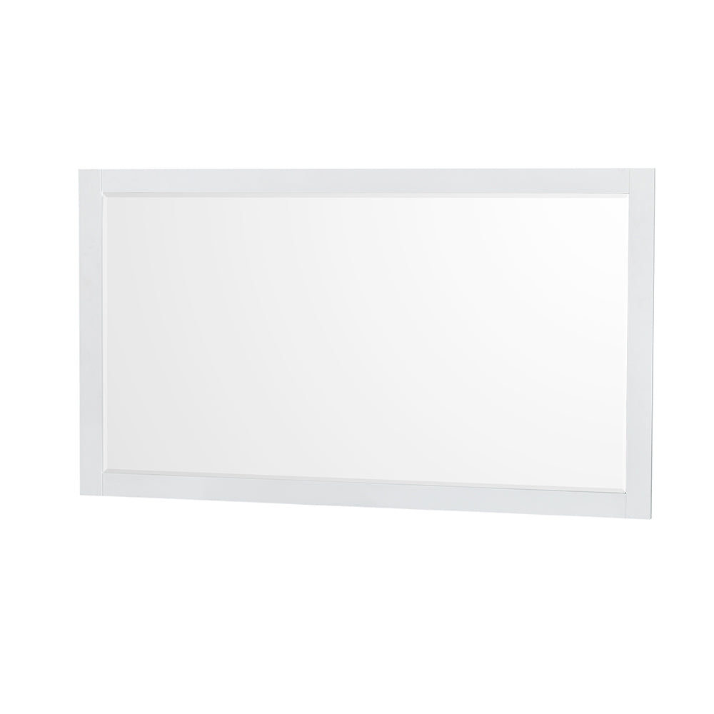Sheffield 60" Double Vanity in White, White Marble Top, Square 58" Mirror