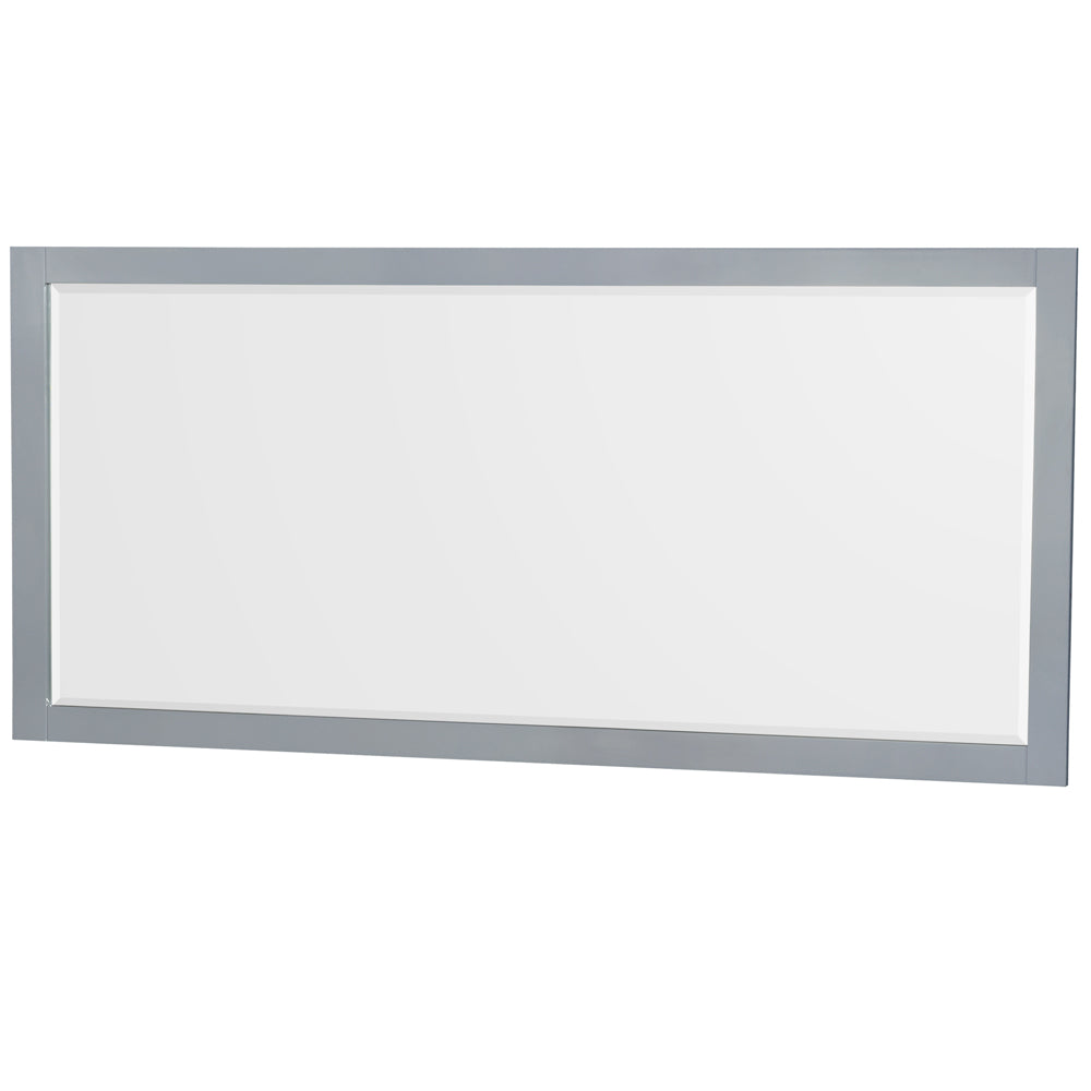 Sheffield 72" Double Vanity in Gray, White Marble Top, Square 70" Mirror