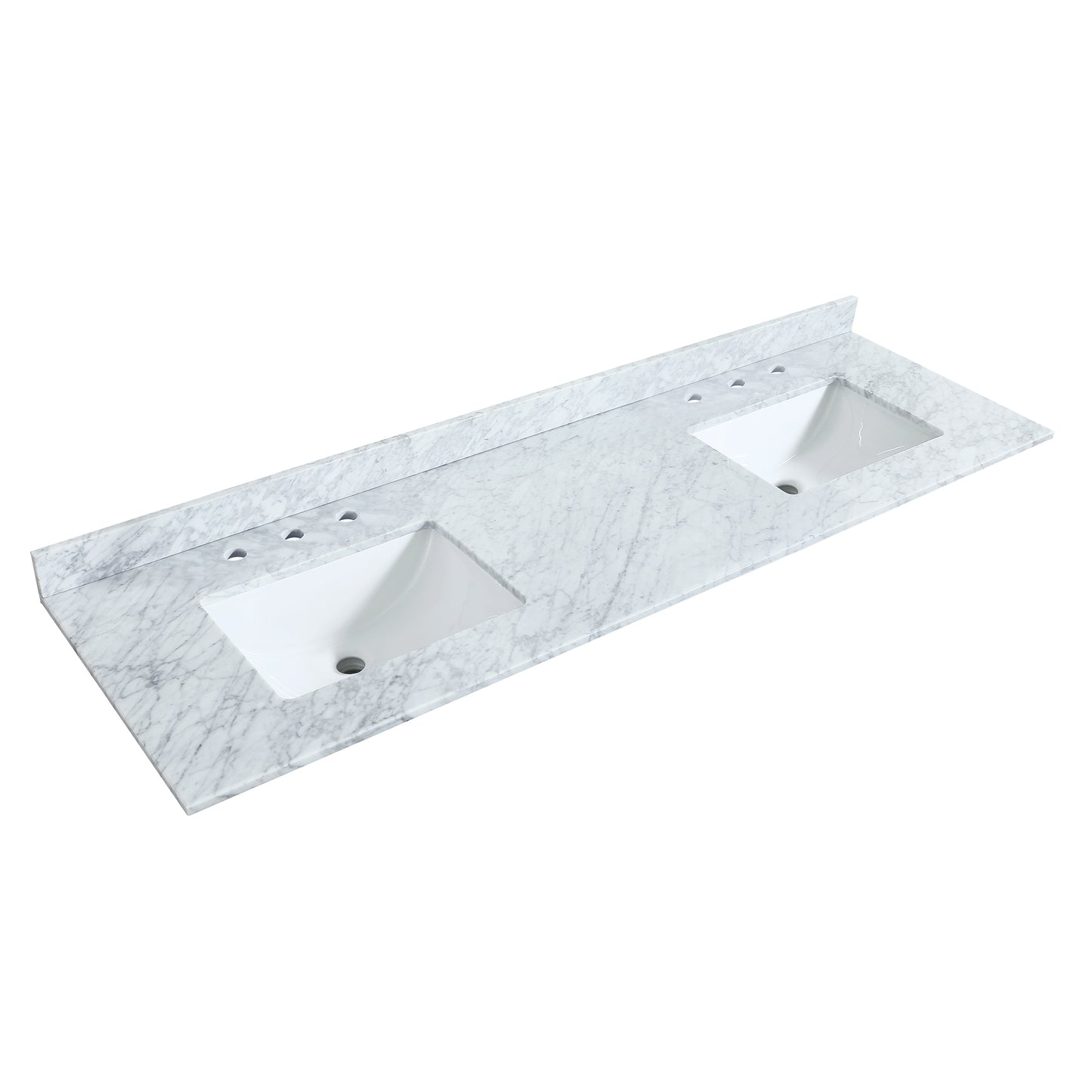 Deborah 72" Double Vanity in White, Top, Square Brushed Gold Trim, 70" Mirror