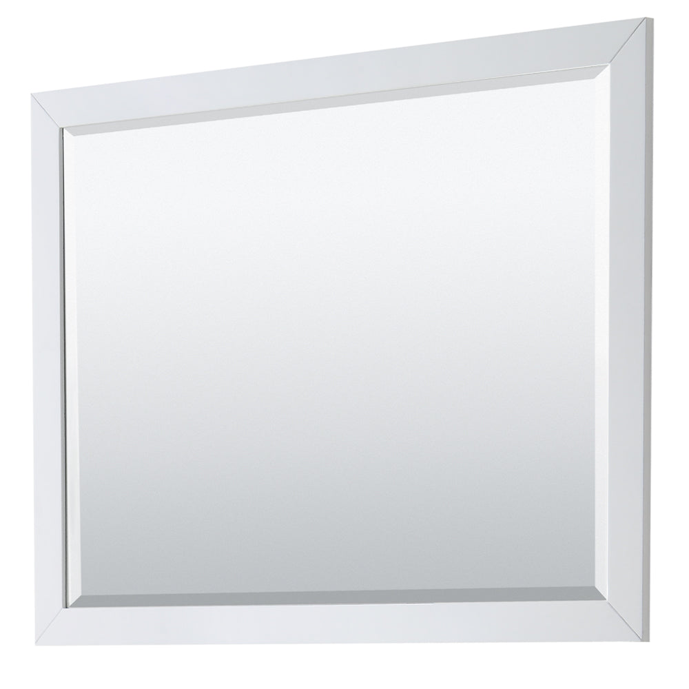 Daria 48" White Single Vanity, Carrara Marble Top, 46" Mirror, Brushed Gold Trim