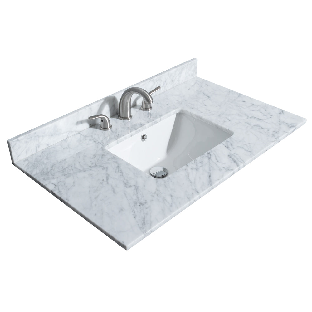 Miranda 36" Single Vanity in Dark Gray, Top, Gold Trim, 34" Mirror