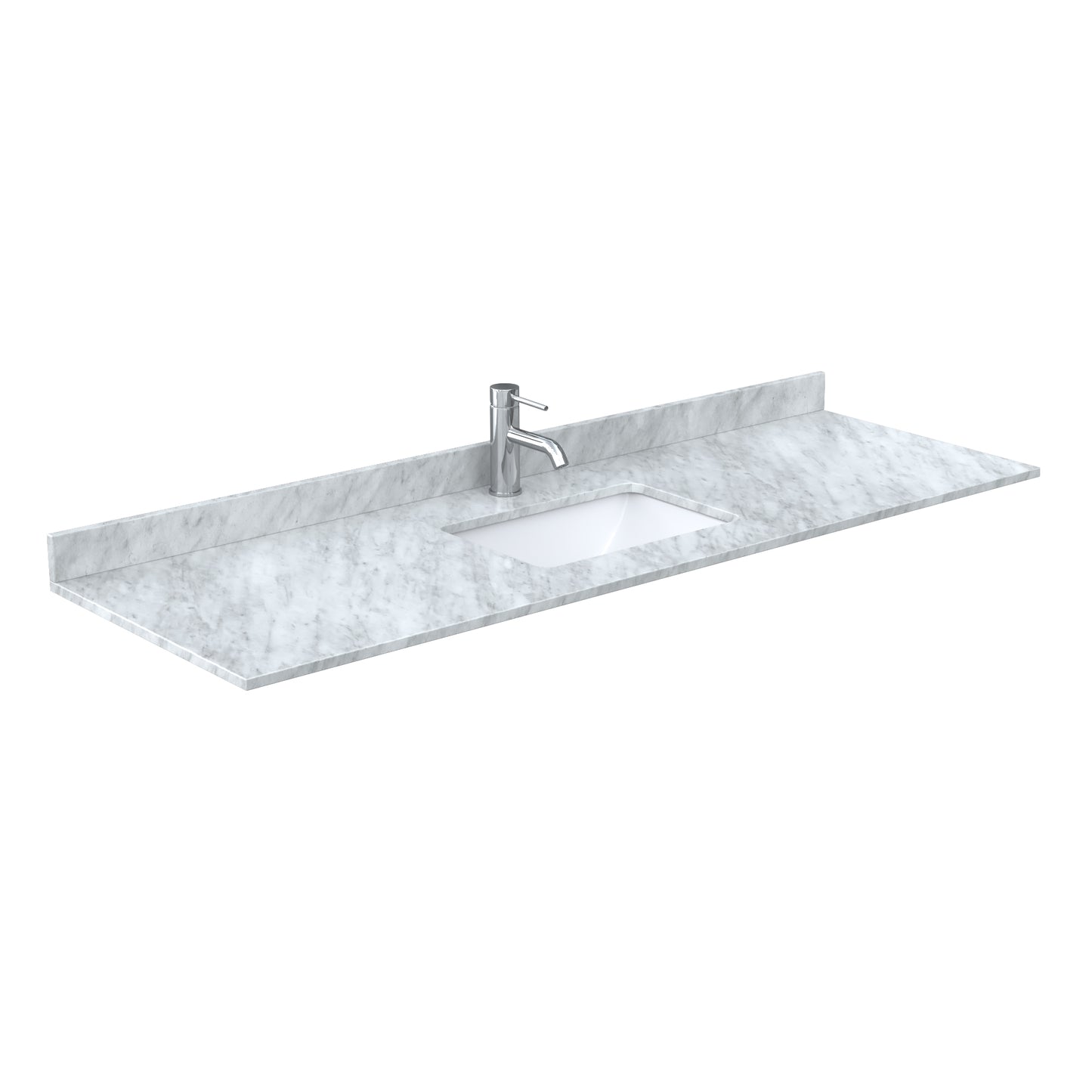 Miranda 66" Single Vanity in White, Top, Square Brushed Nickel Trim, 58" Mirror