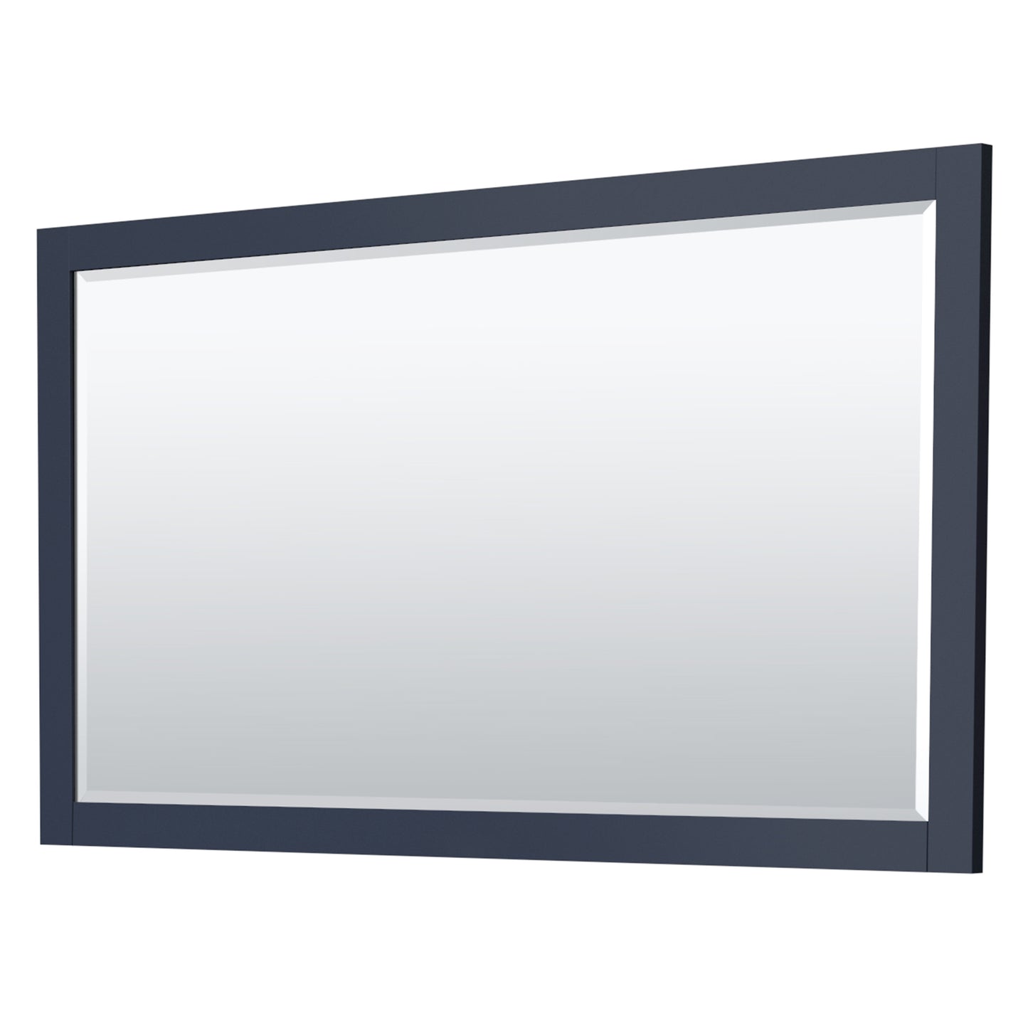 Miranda 66" Double Vanity in Dark Blue, White Marble Top, Gold Trim, 58" Mirror