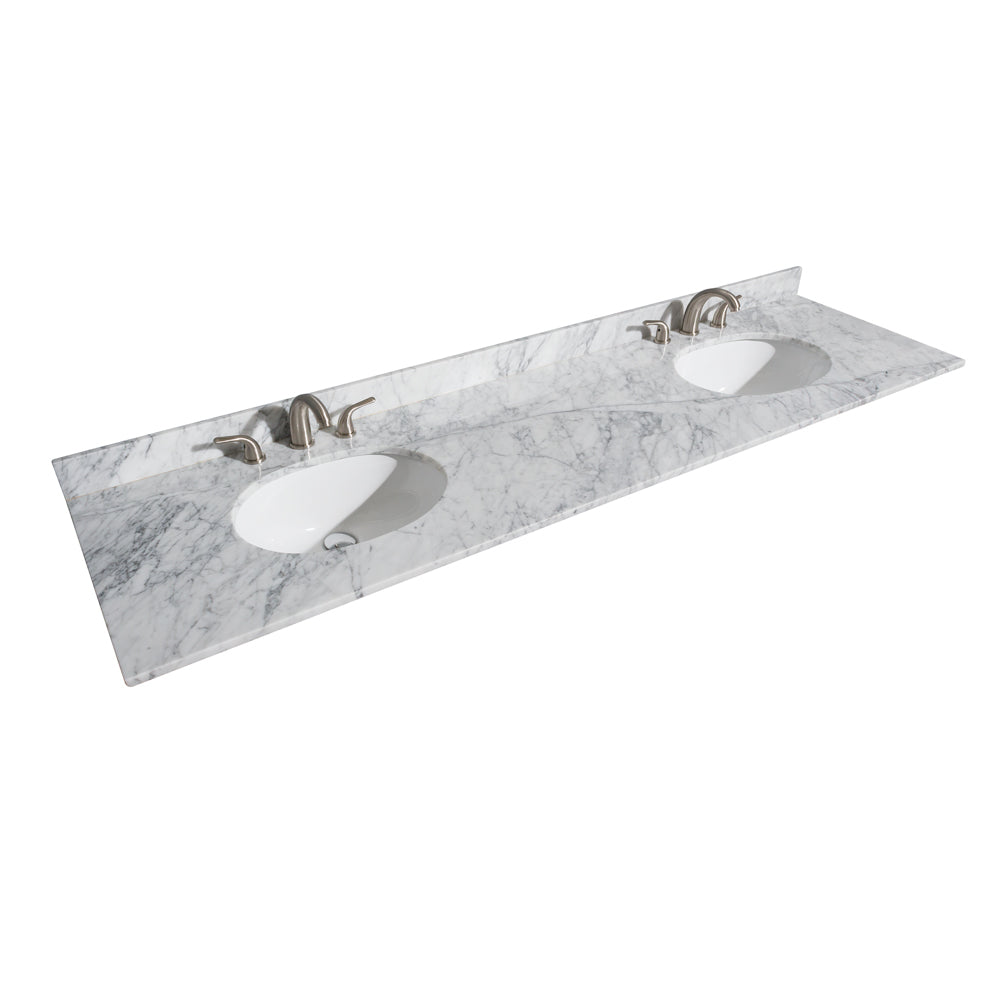 Margate 80" Double Vanity in White, Top, Oval Sinks, 70" Mirror
