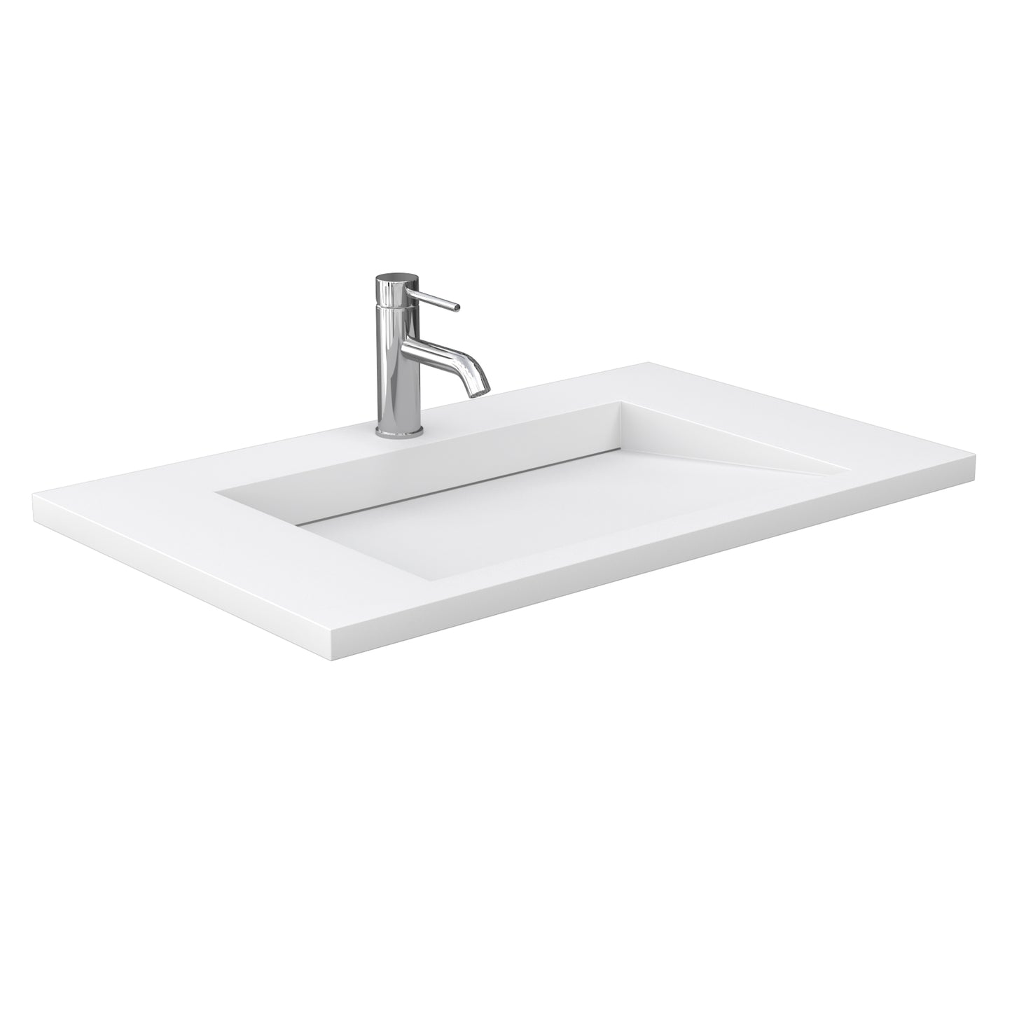 Maroni 36" Single Vanity in Light Straw, 1.25" White Top, Integrated Black Trim