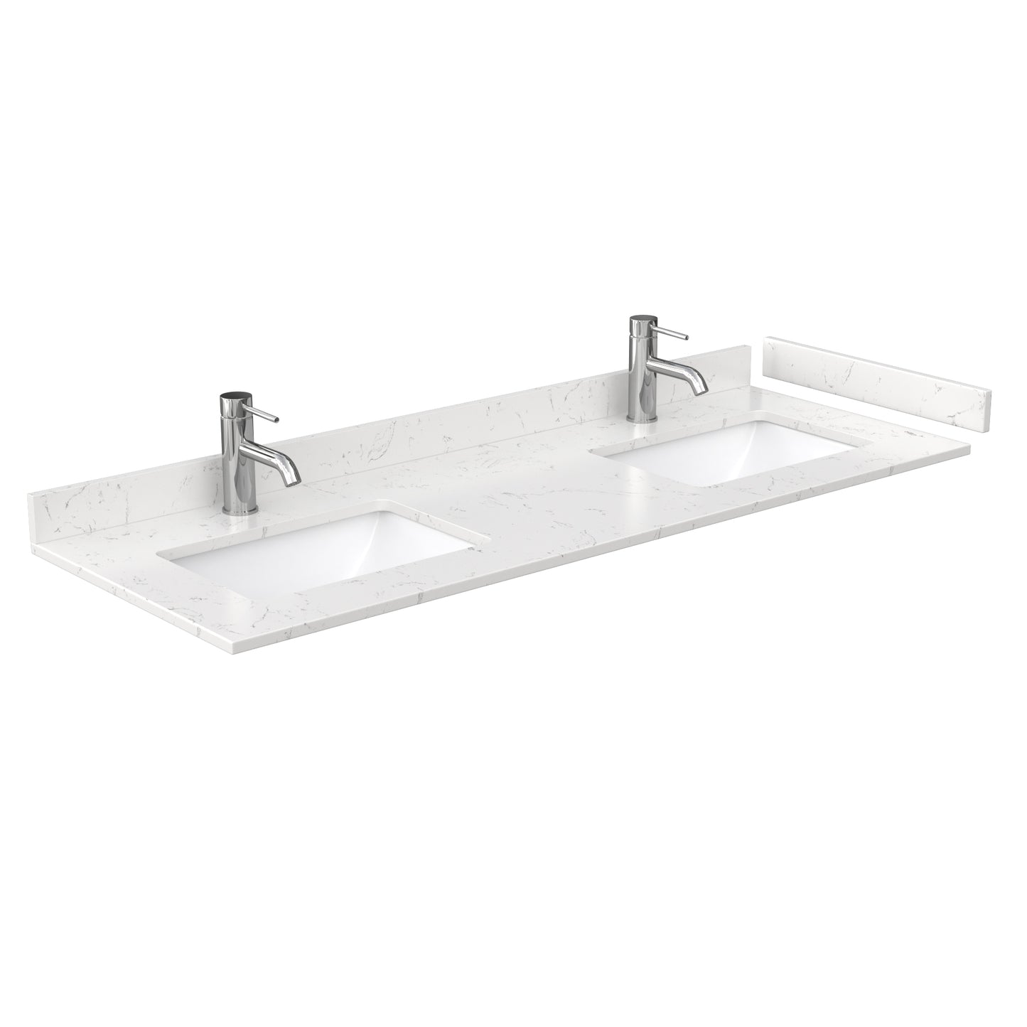 Miranda 60" Double Vanity in White, Carrara Cultured Marble Top, Nickel Trim