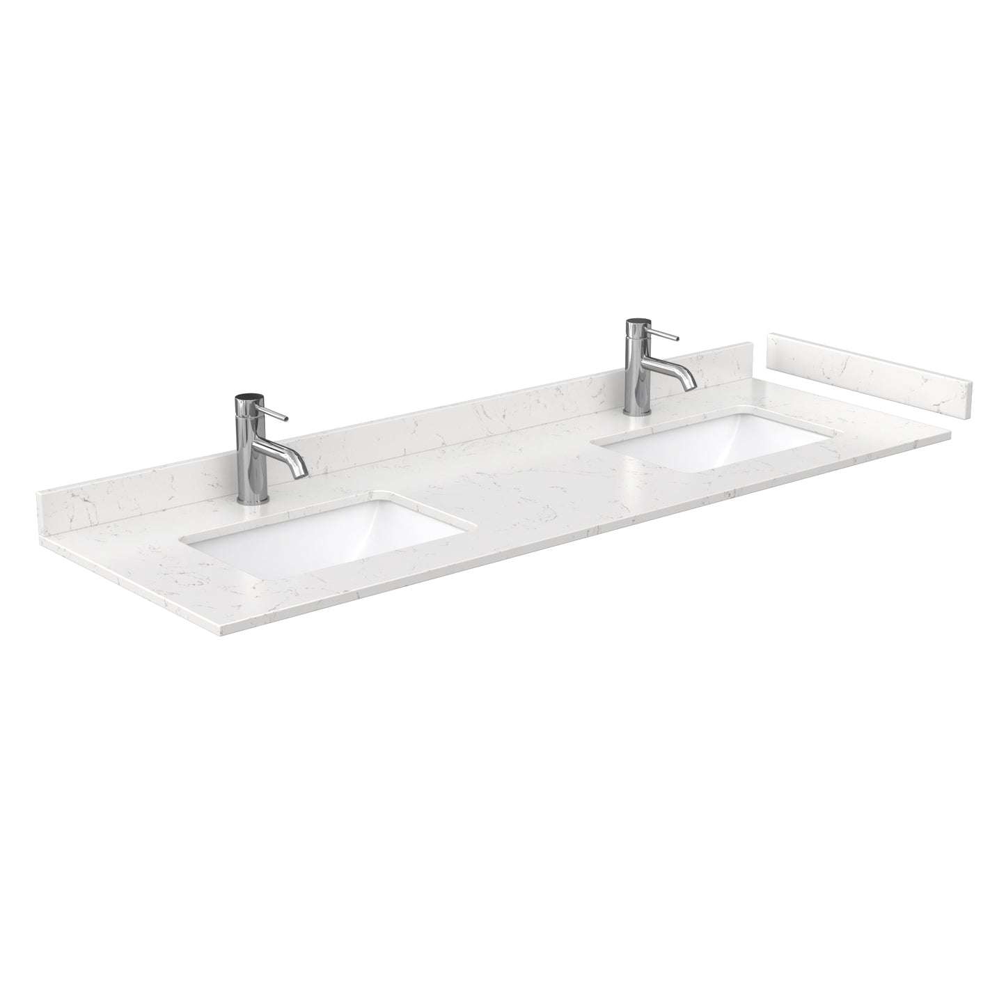 Miranda 66" Double Vanity in White, Carrara Cultured Marble Top, Black Trim