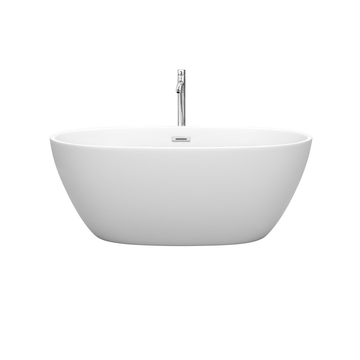 Juno 59" Freestanding Bathtub in Matte White, Trim in Polished Chrome