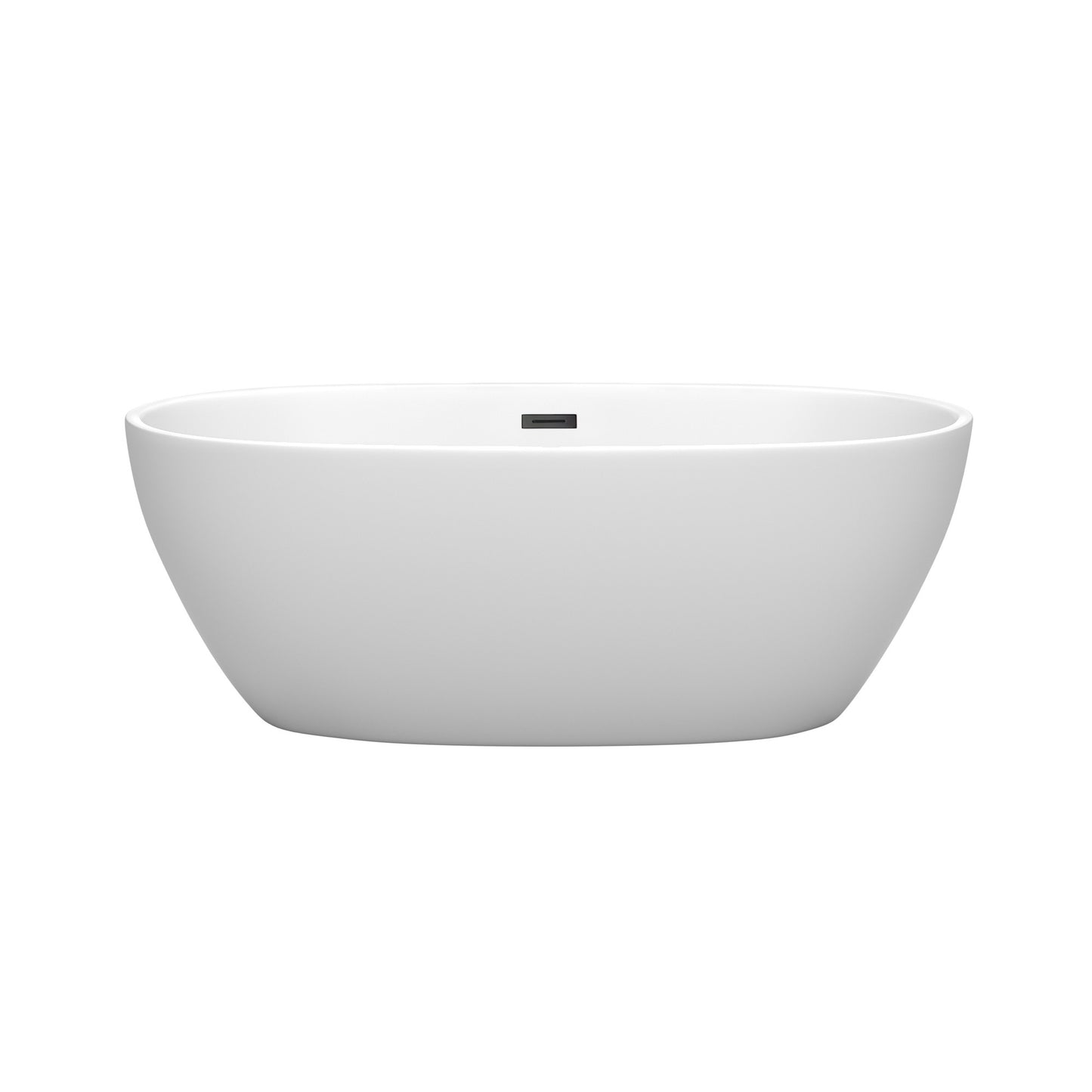 Juno 63" Freestanding Bathtub in Matte White, Matte Black Drain, Trim