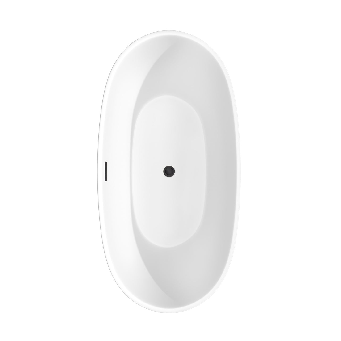 Juno 63" Freestanding Bathtub in Matte White, Overflow Trim in Matte Black