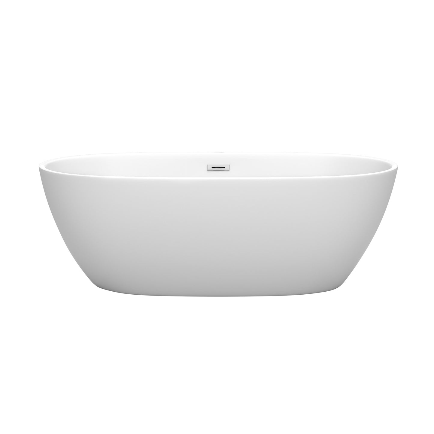 Juno 67" Freestanding Bathtub in Matte White, Polished Chrome Drain, Trim