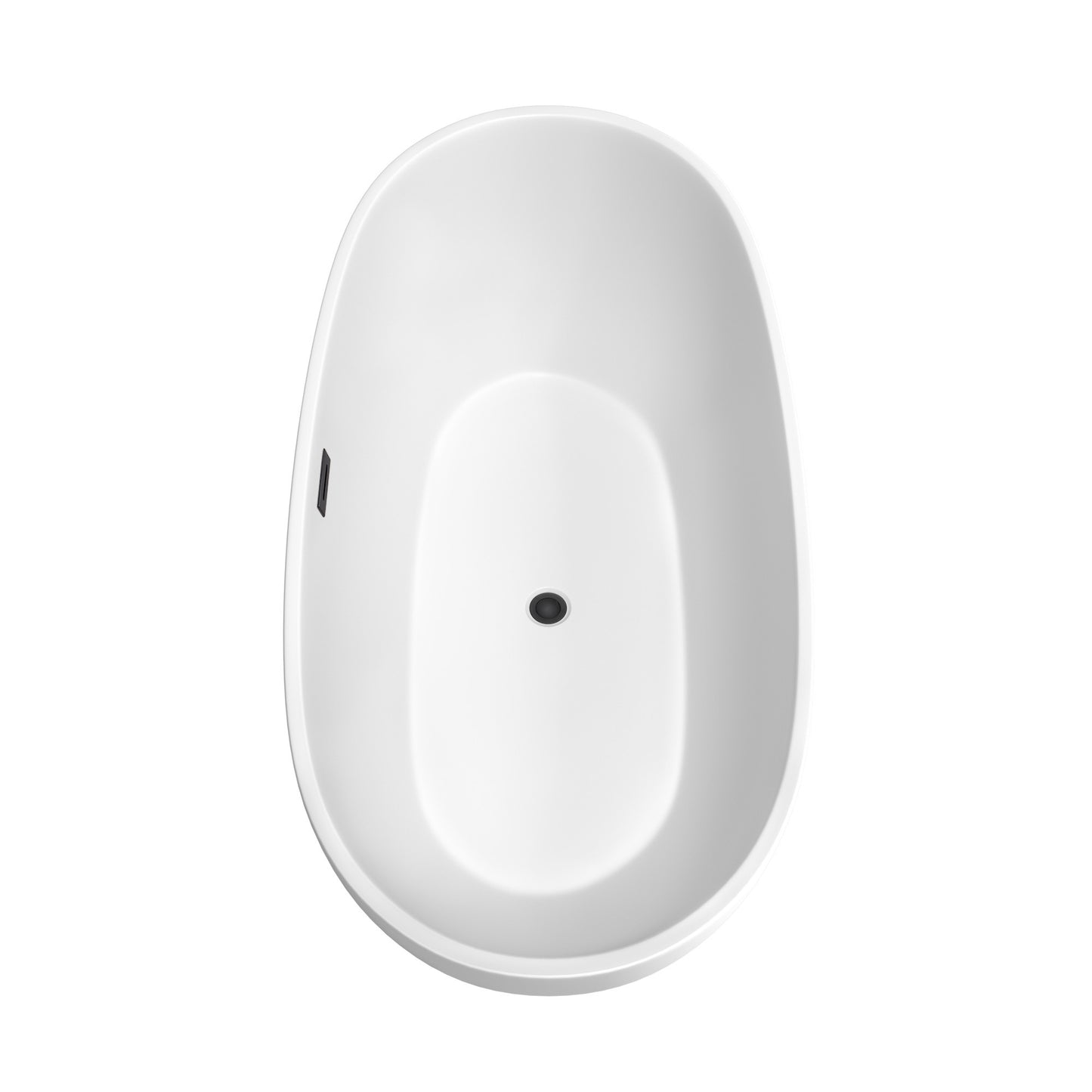 Juno 67" Freestanding Bathtub in Matte White, Overflow Trim in Matte Black
