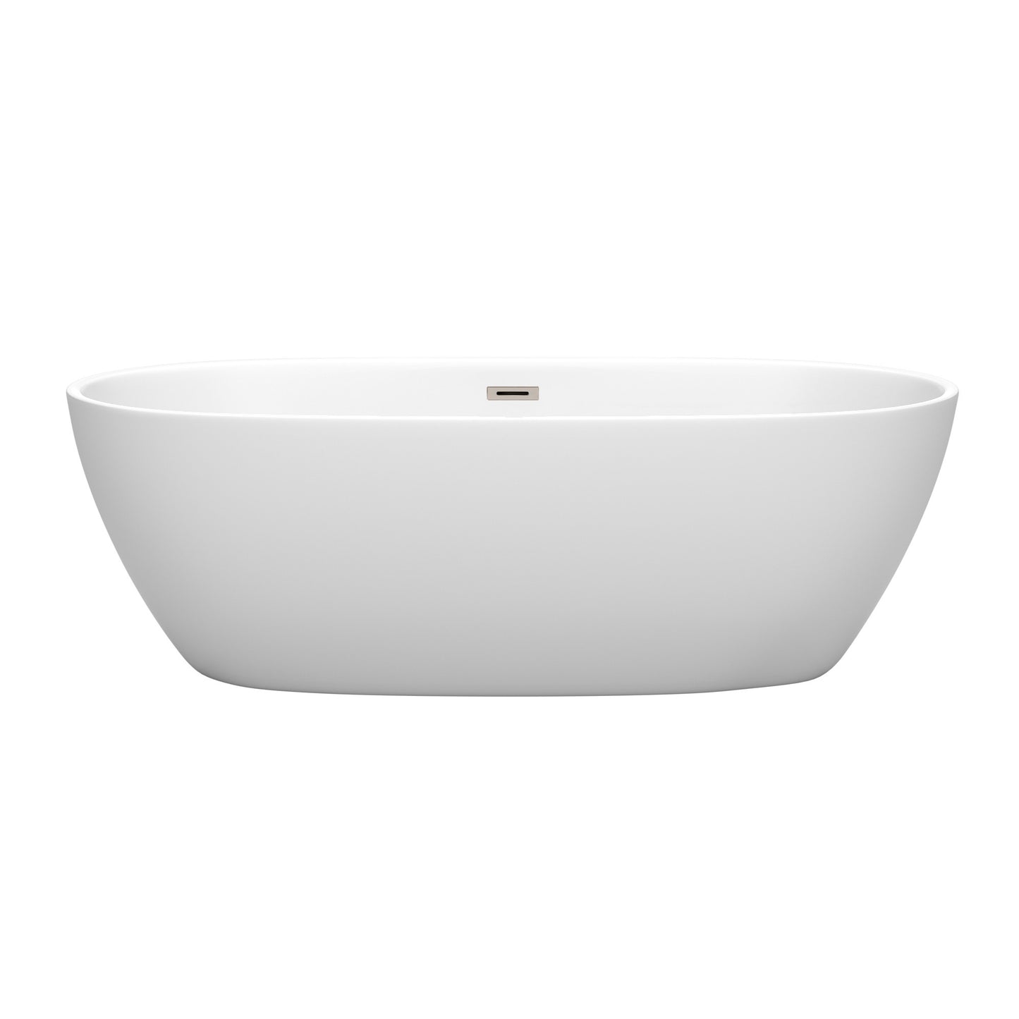 Juno 71" Freestanding Bathtub in Matte White, Brushed Nickel Drain, Trim