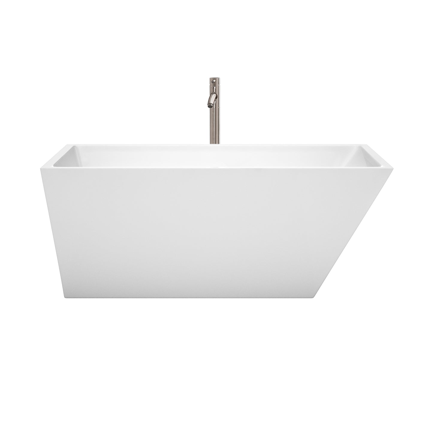 Hannah 59" Freestanding Bathtub in White, Overflow Trim in Brushed Nickel
