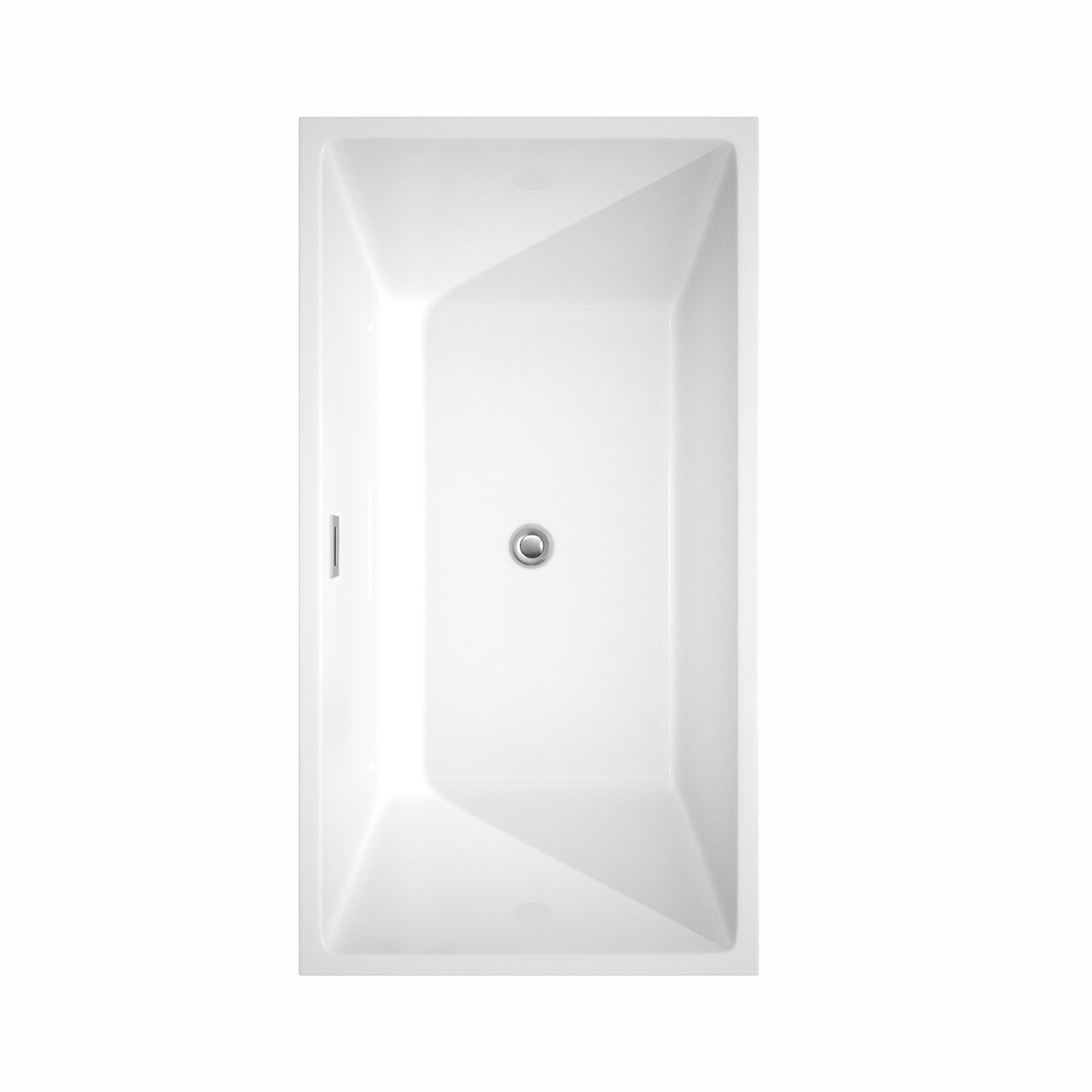 Sara 59" Freestanding Bathtub in White, Chrome Trim, Faucet in Brushed Gold