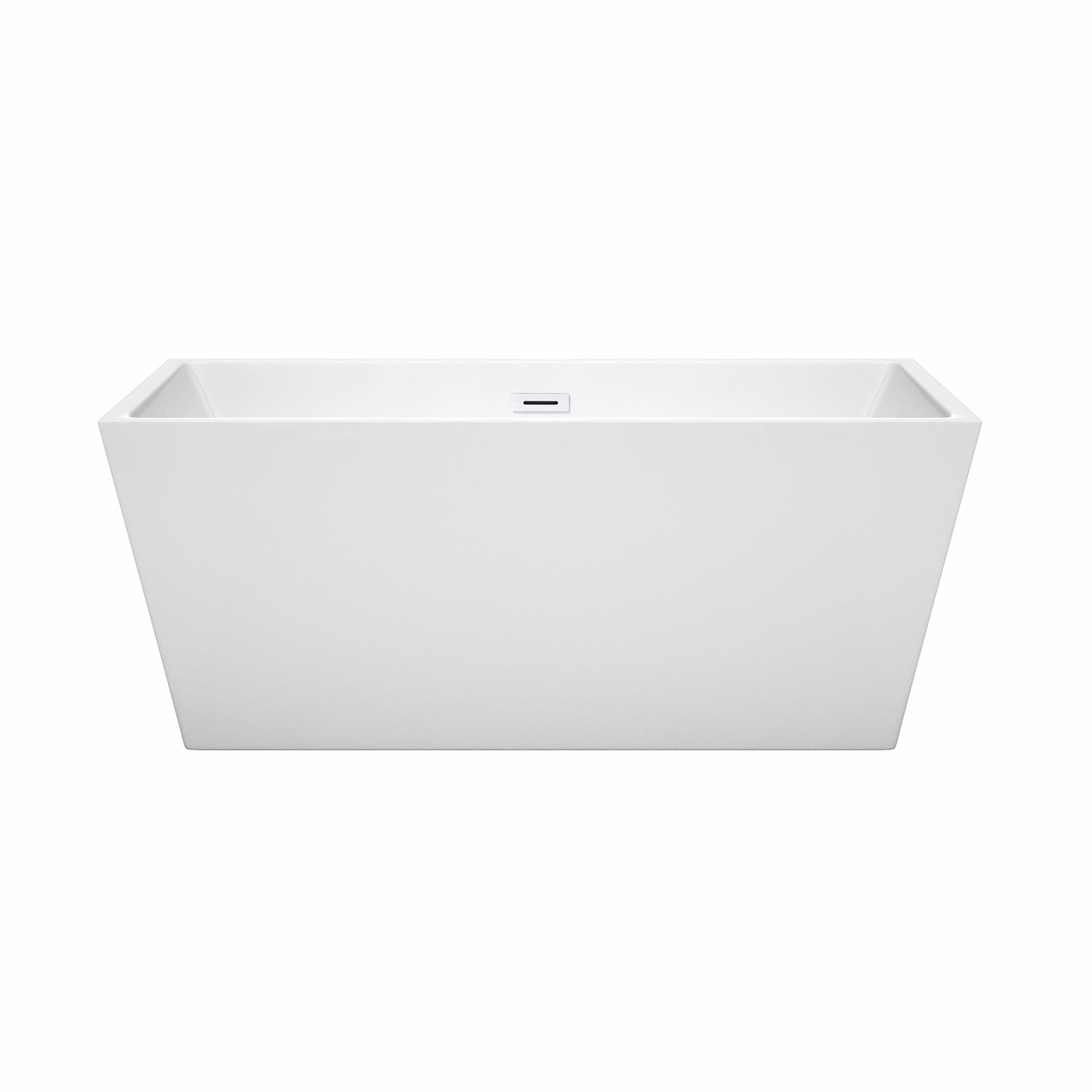 Sara 59" Freestanding Bathtub in White, Shiny White Drain, Overflow Trim