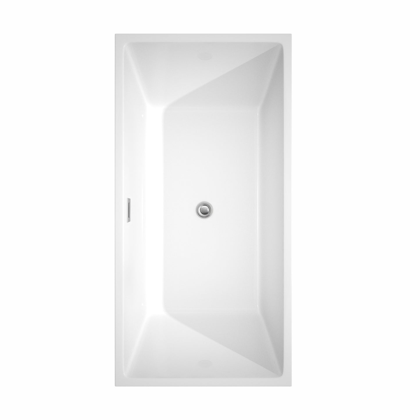 Sara 63" Freestanding Bathtub in White, Chrome Trim, Faucet in Brushed Gold