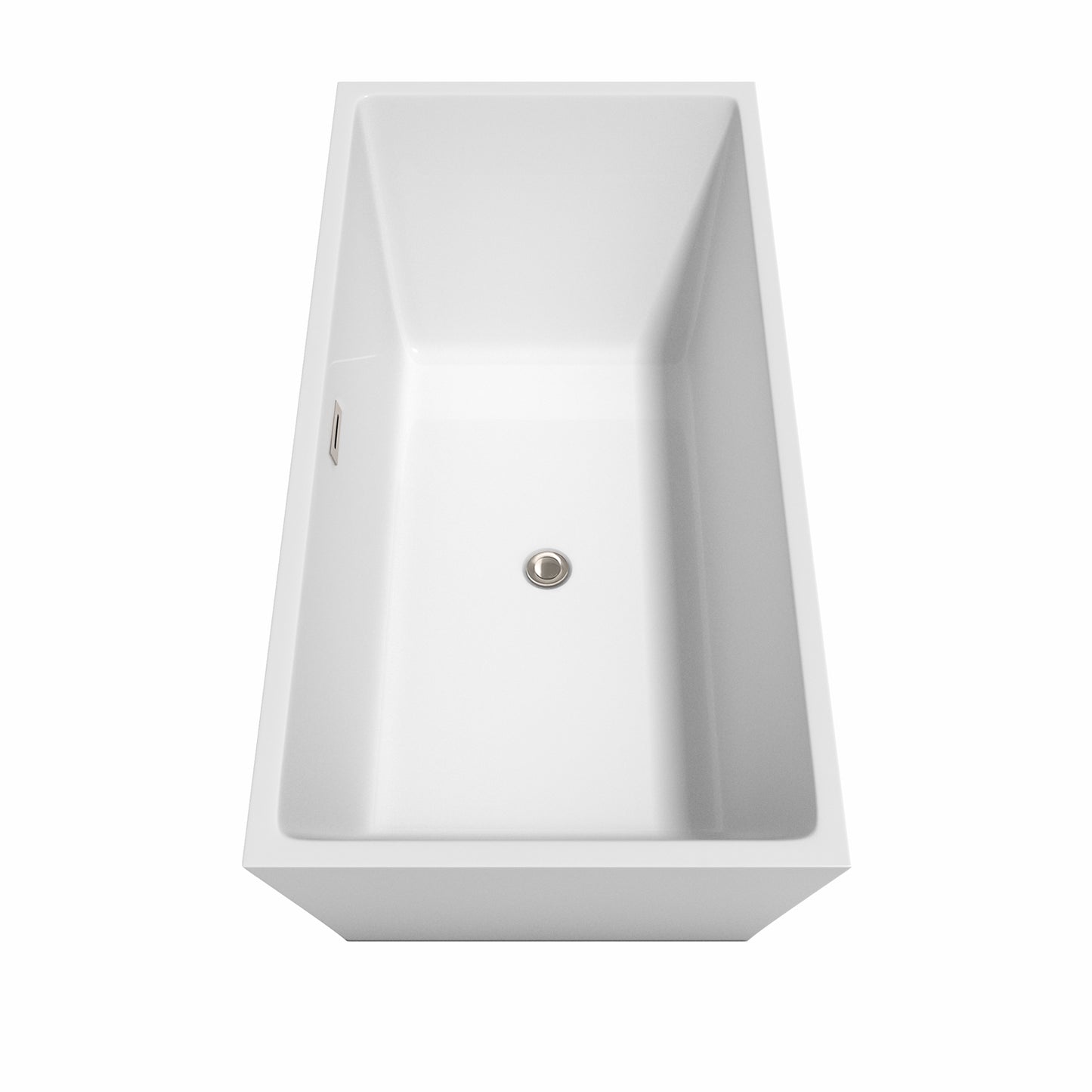 Sara 63" Freestanding Bathtub in White, Brushed Nickel Drain, Overflow Trim