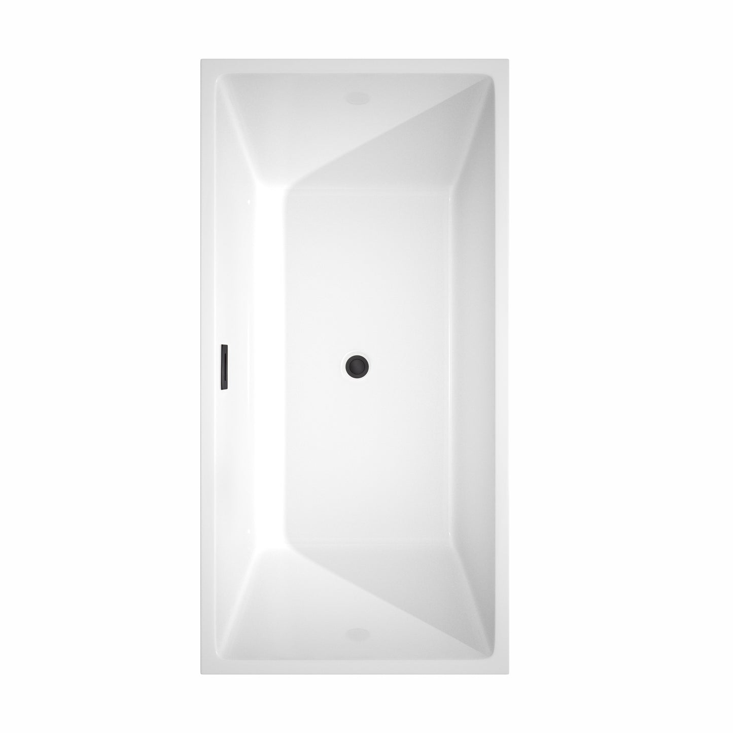 Sara 63" Freestanding Bathtub in White, Overflow Trim in Matte Black
