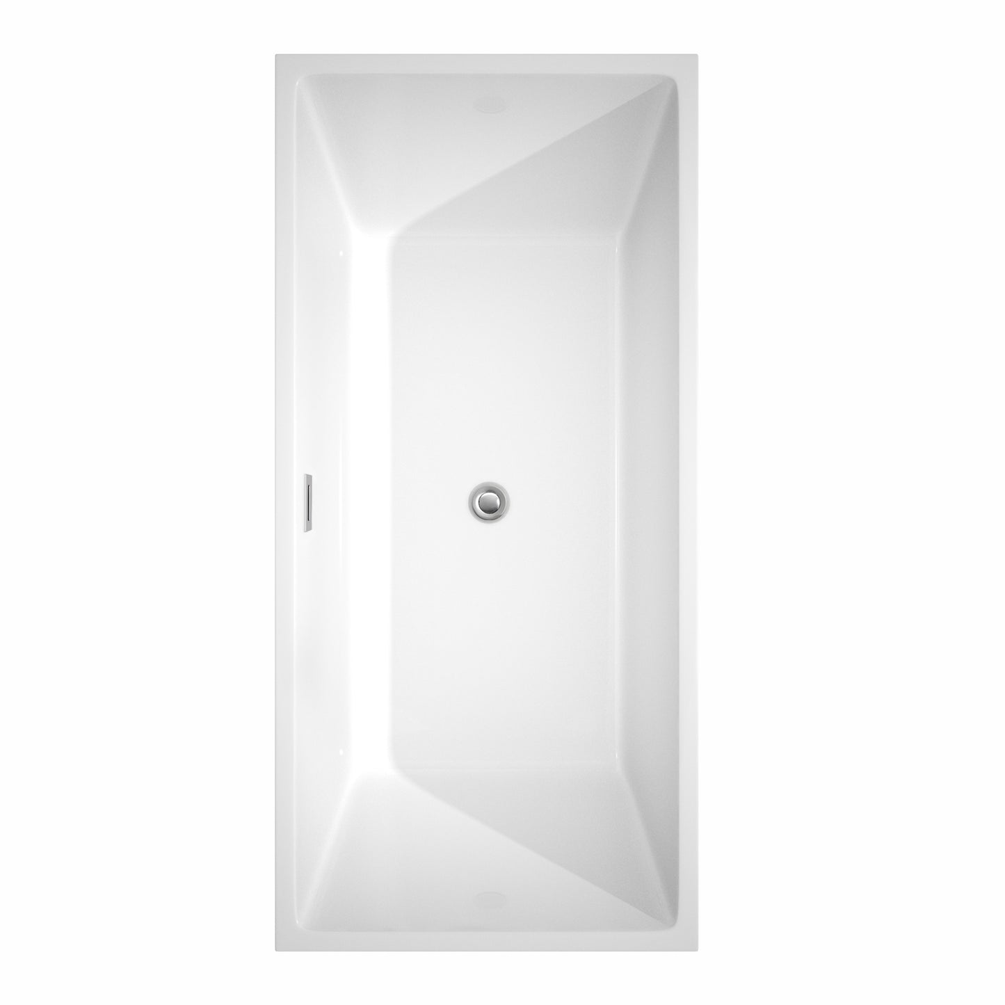 Sara 67" Freestanding Bathtub in White, Chrome Trim, Faucet in Brushed Gold