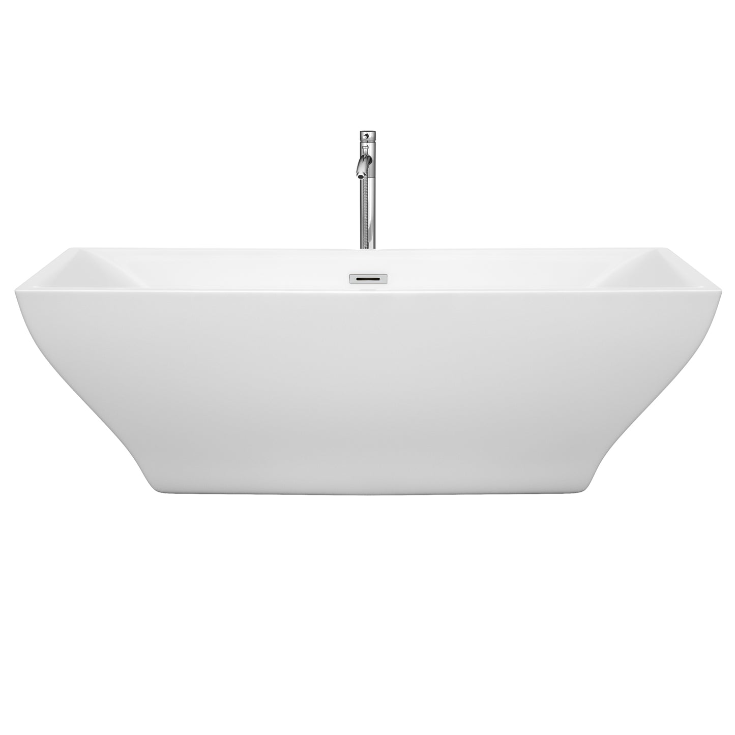 Maryam 71" Freestanding Bathtub in White, Overflow Trim in Chrome