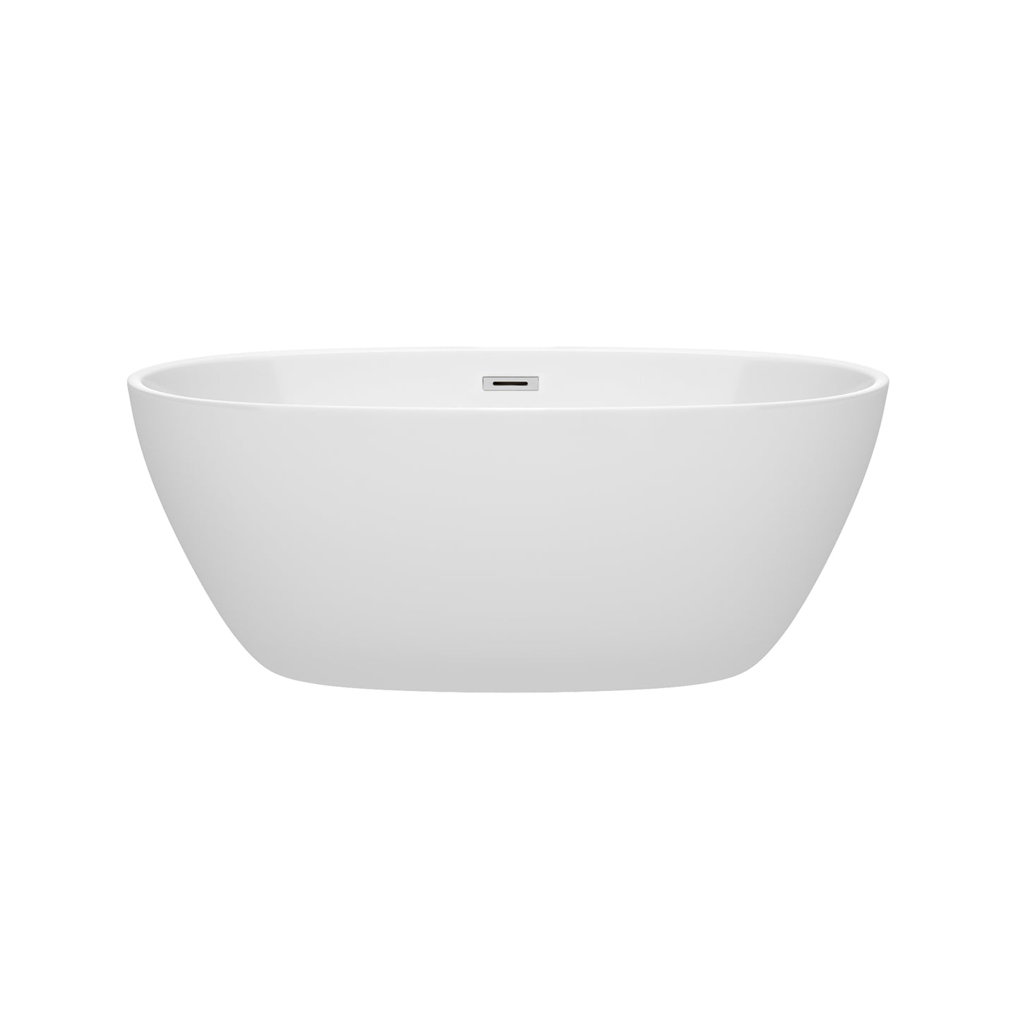 Juno 59" Freestanding Bathtub in White, Polished Chrome Drain, Overflow Trim