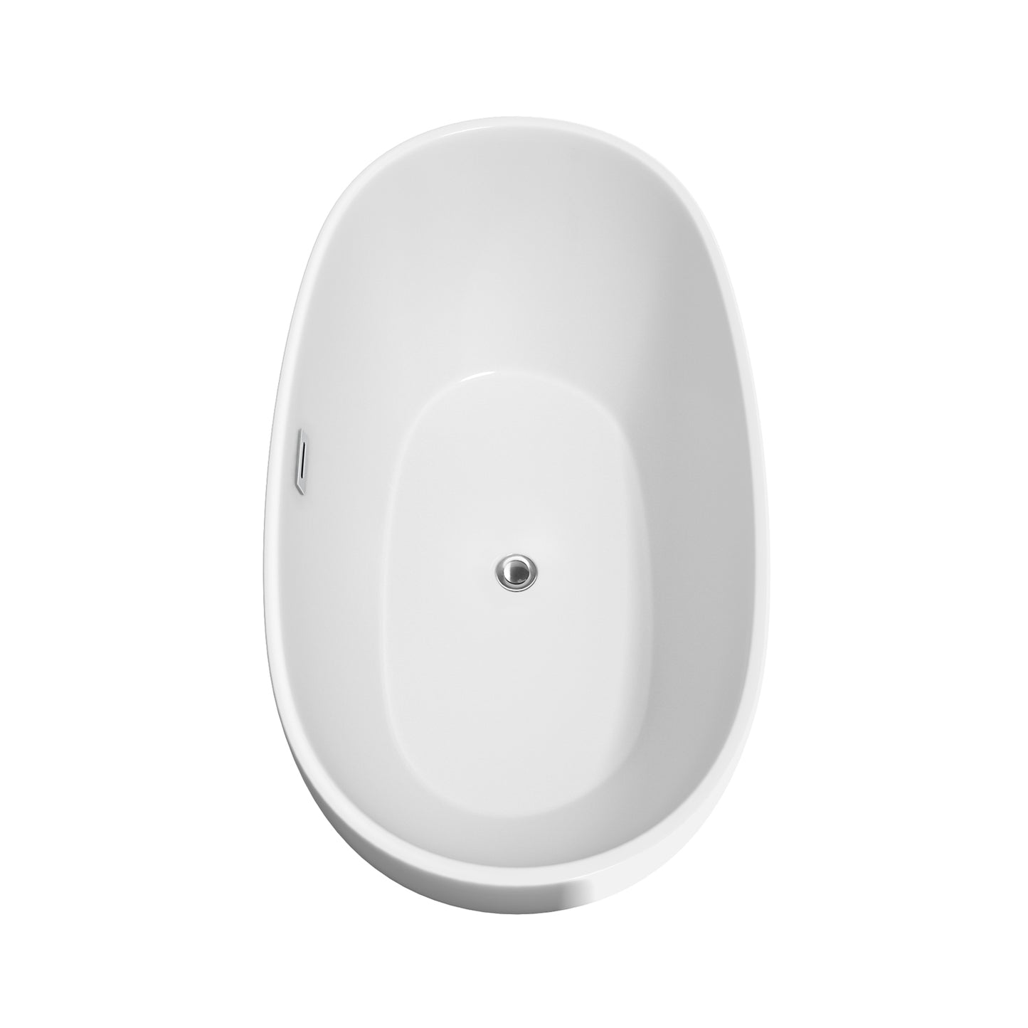 Juno 63" Freestanding Bathtub in White, Polished Chrome Drain, Overflow Trim