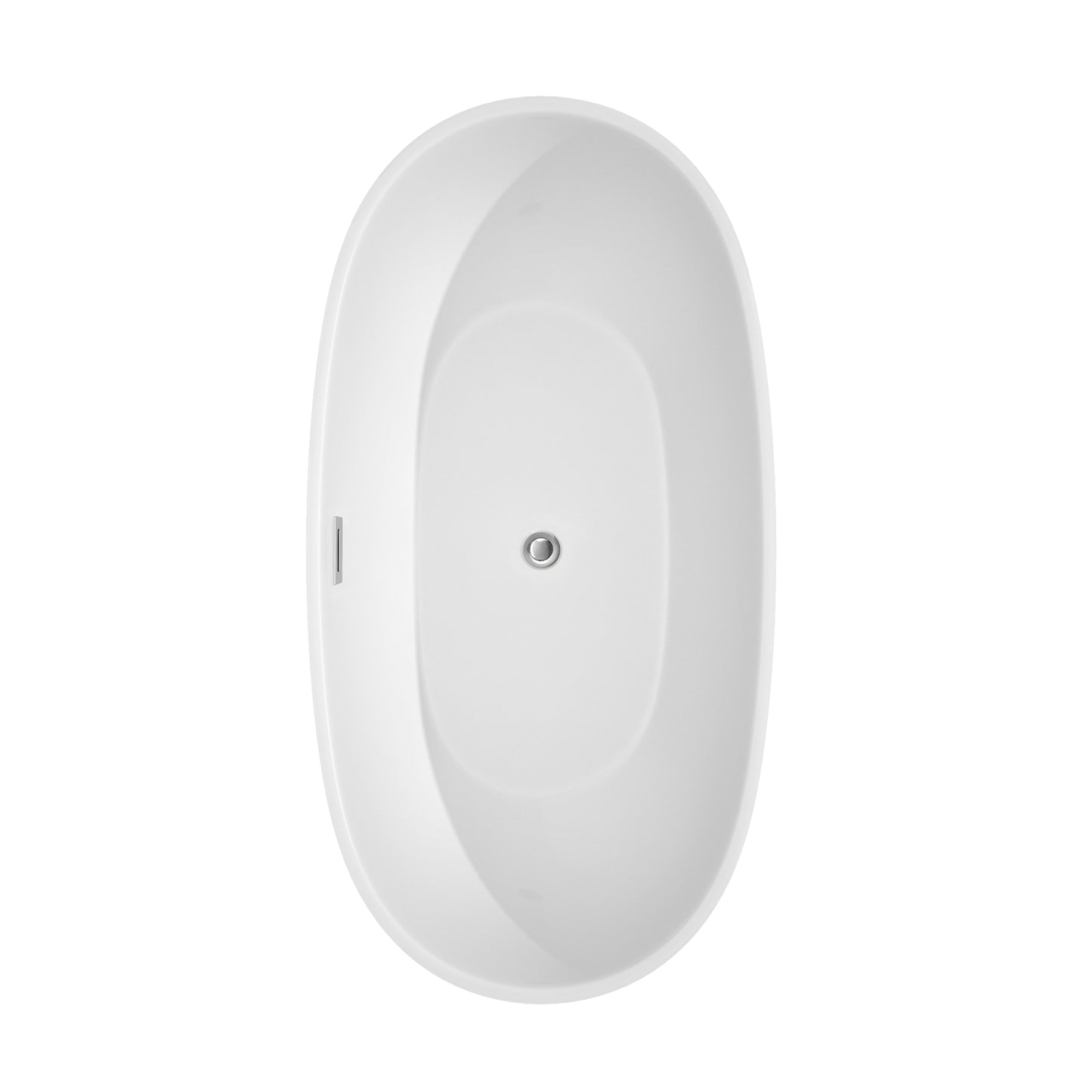 Juno 63" Freestanding Bathtub in White, Polished Chrome Drain, Overflow Trim