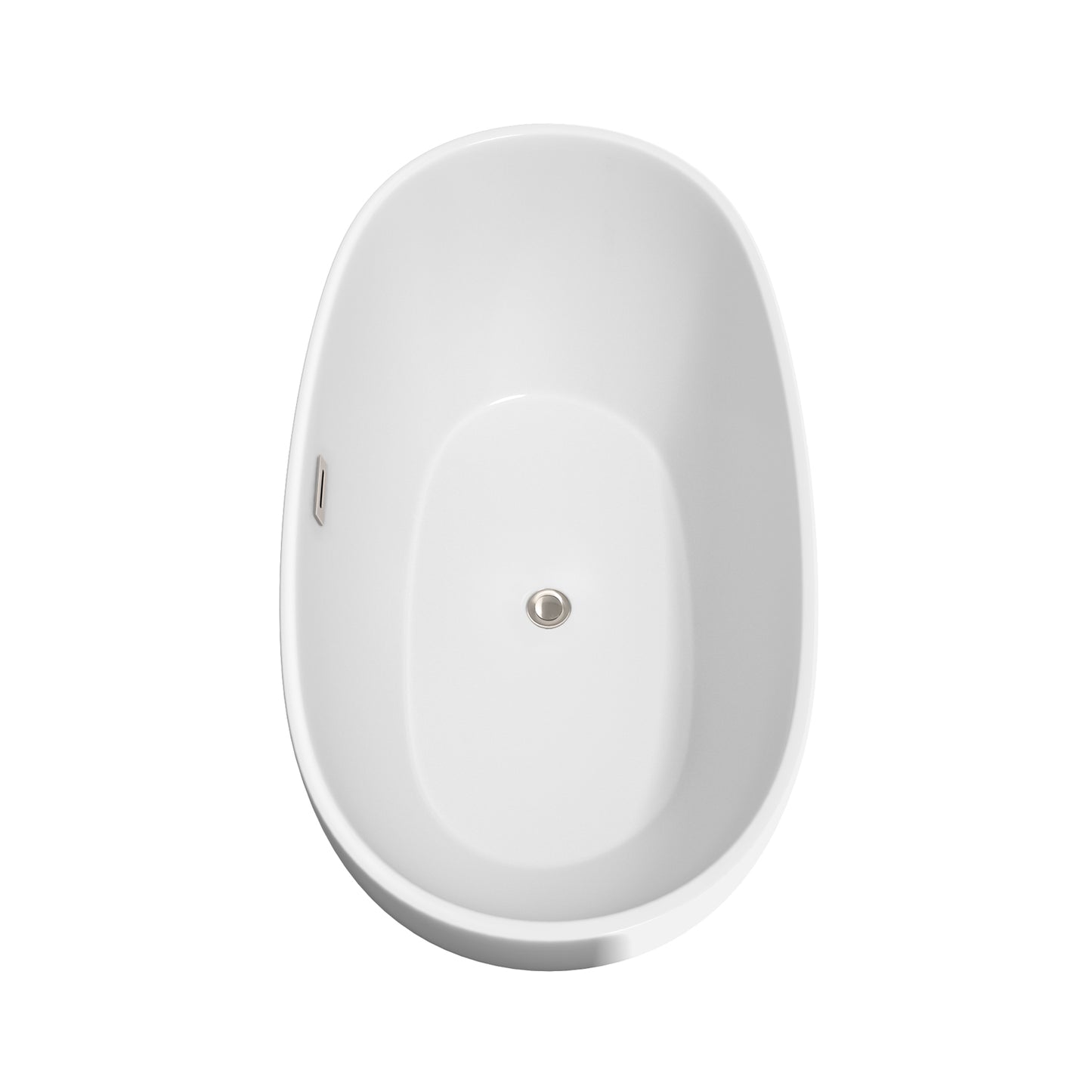 Juno 63" Freestanding Bathtub in White, Brushed Nickel Drain, Overflow Trim