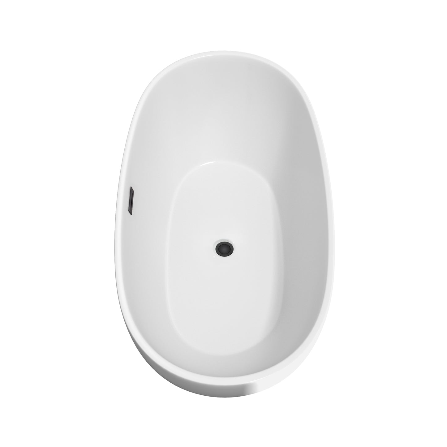 Juno 63" Freestanding Bathtub in White, Matte Black Drain, Overflow Trim