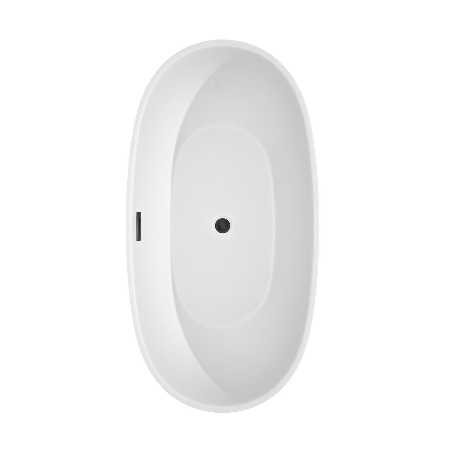 Juno 63" Freestanding Bathtub in White, Matte Black Drain, Overflow Trim