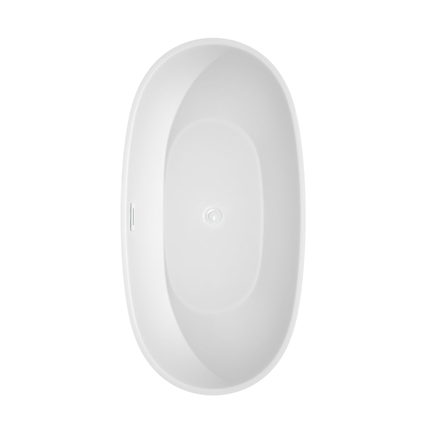 Juno 63" Freestanding Bathtub in White, Shiny White Trim, Faucet in Brushed Gold