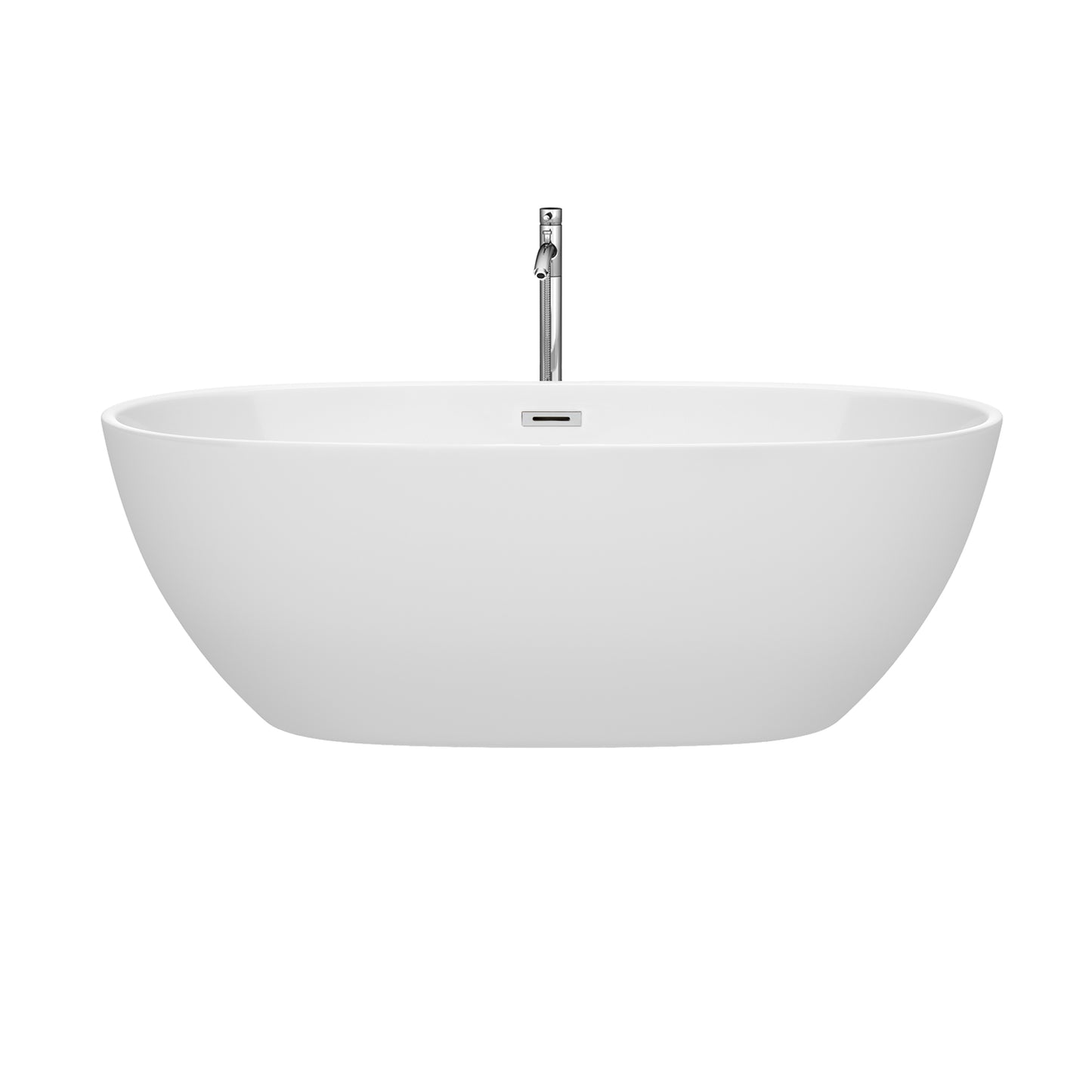 Juno 67" Freestanding Bathtub in White, Overflow Trim in Polished Chrome