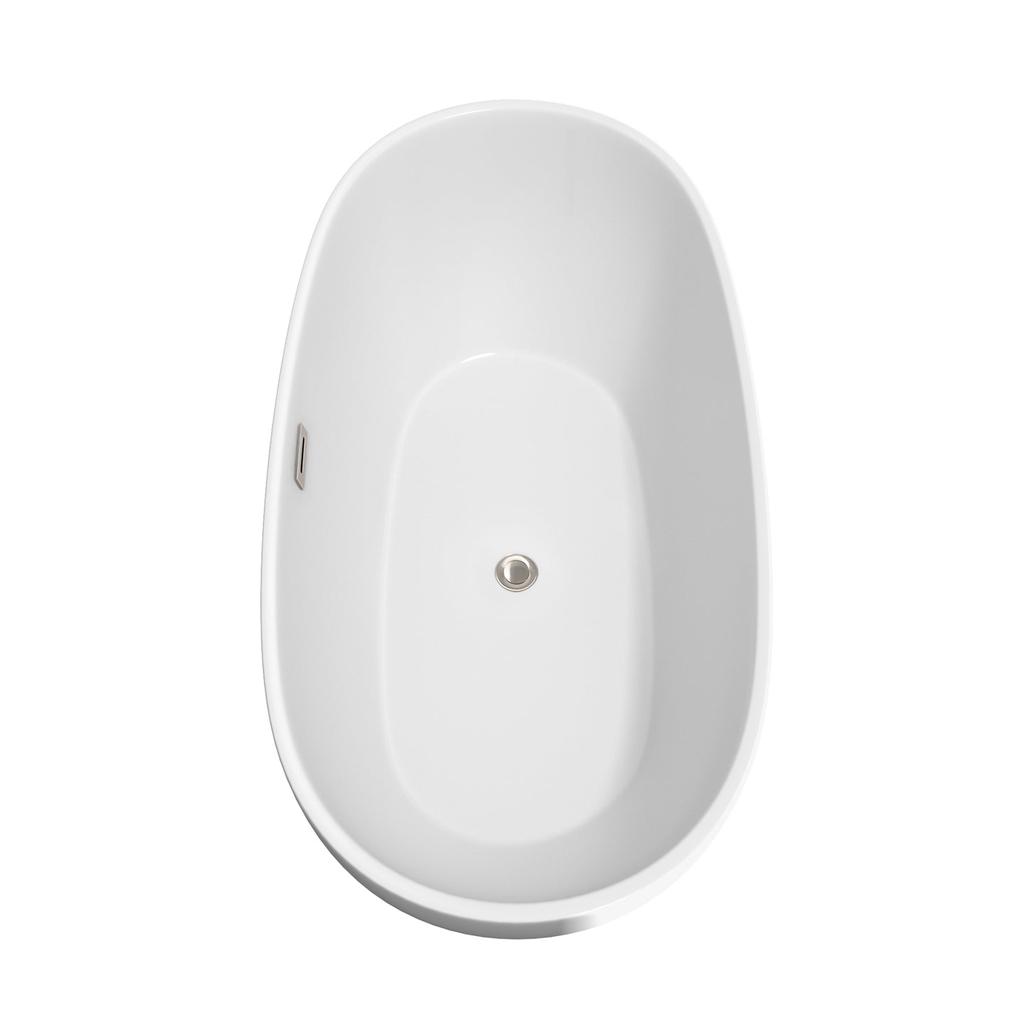 Juno 67" Freestanding Bathtub in White, Brushed Nickel Drain, Overflow Trim