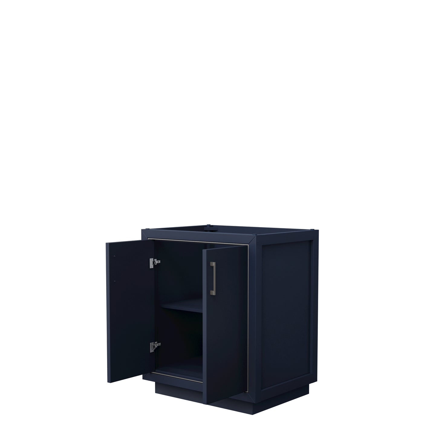 Icon 30" Single Vanity in Dark Blue, No Top, No Sink, Brushed Nickel Trim