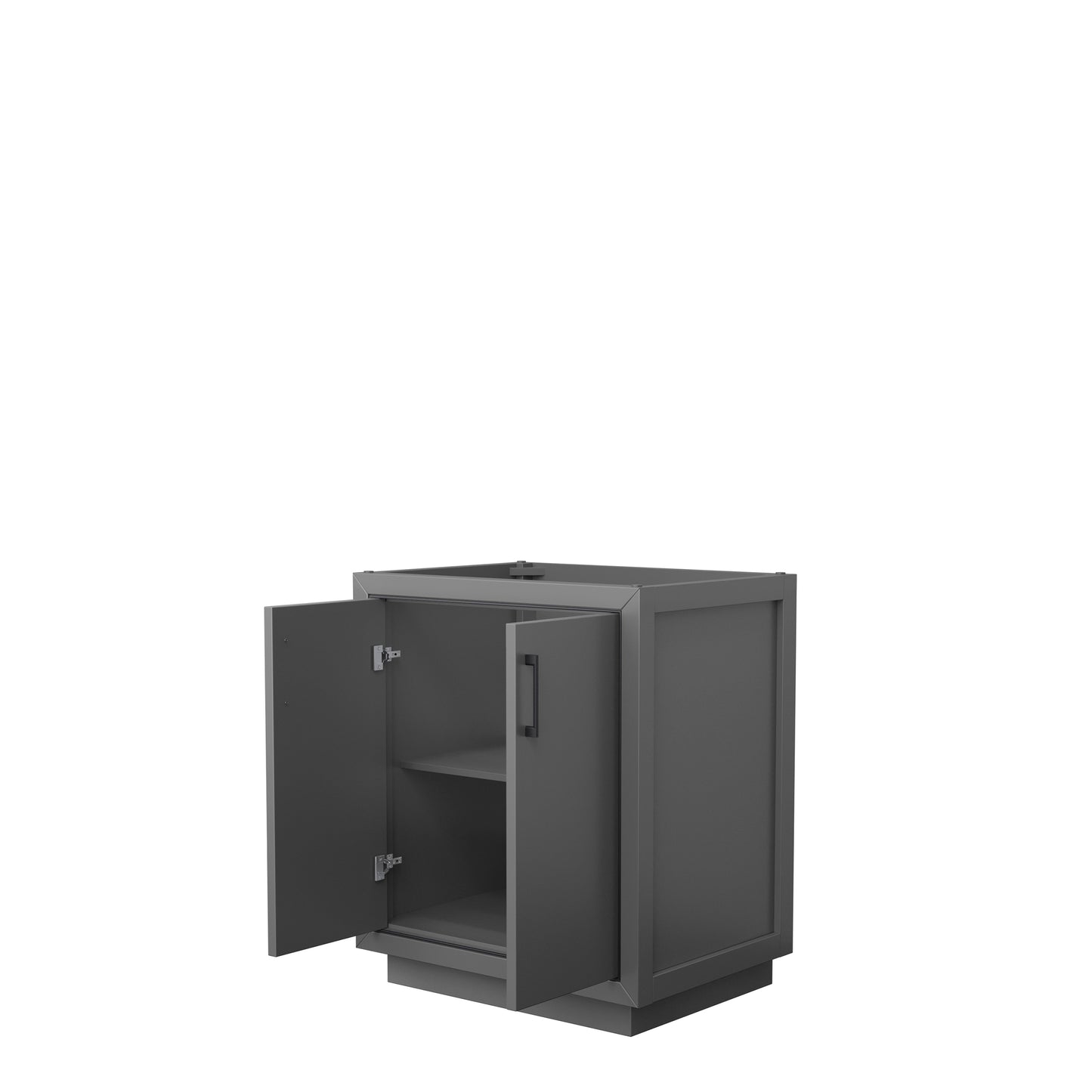 Icon 30" Single Vanity in Dark Gray, No Top, No Sink, Matte Black Trim