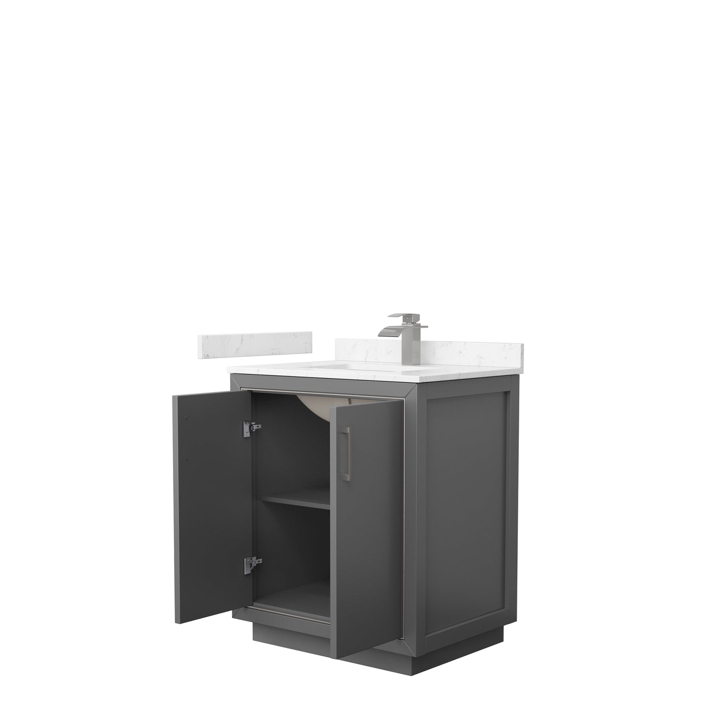 Icon 30" Single Vanity in Dark Gray, Carrara Cultured Marble Top, Nickel Trim