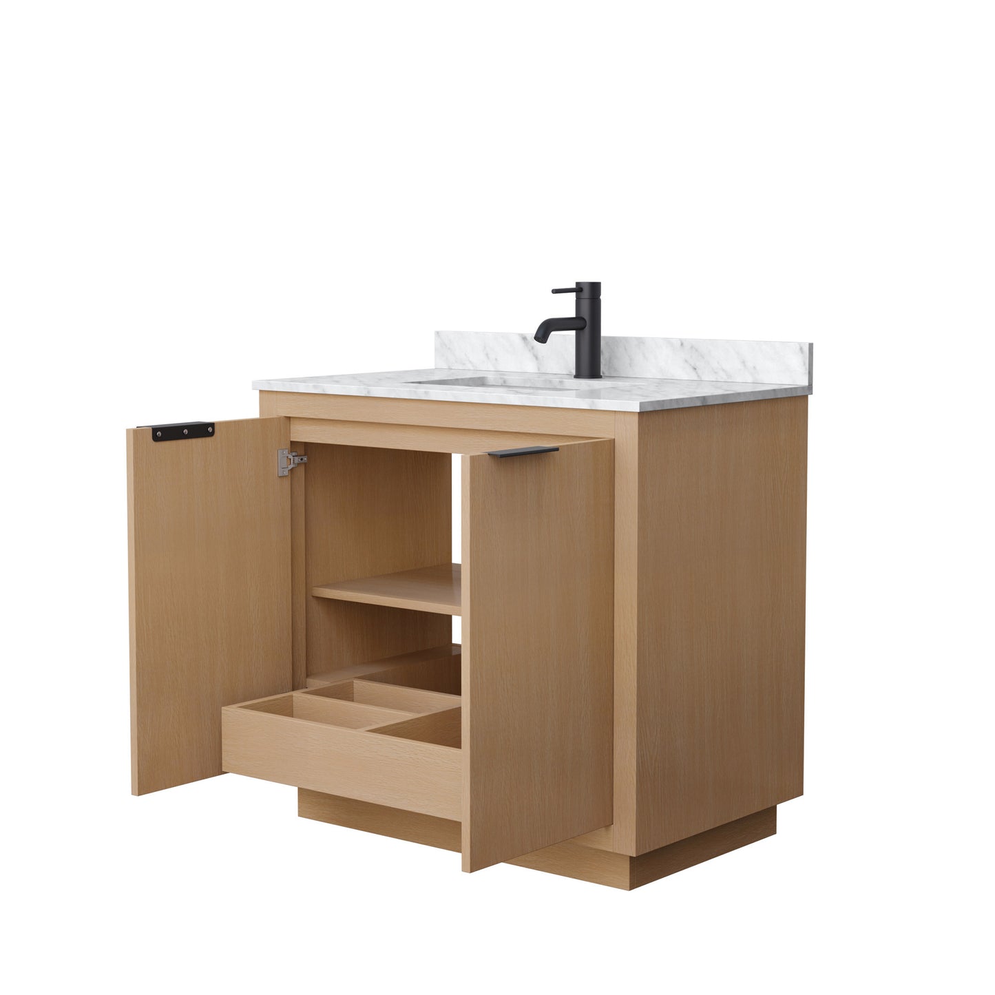 Maroni 36" Single Vanity in Light Straw, Top, Square Sink, Matte Black Trim