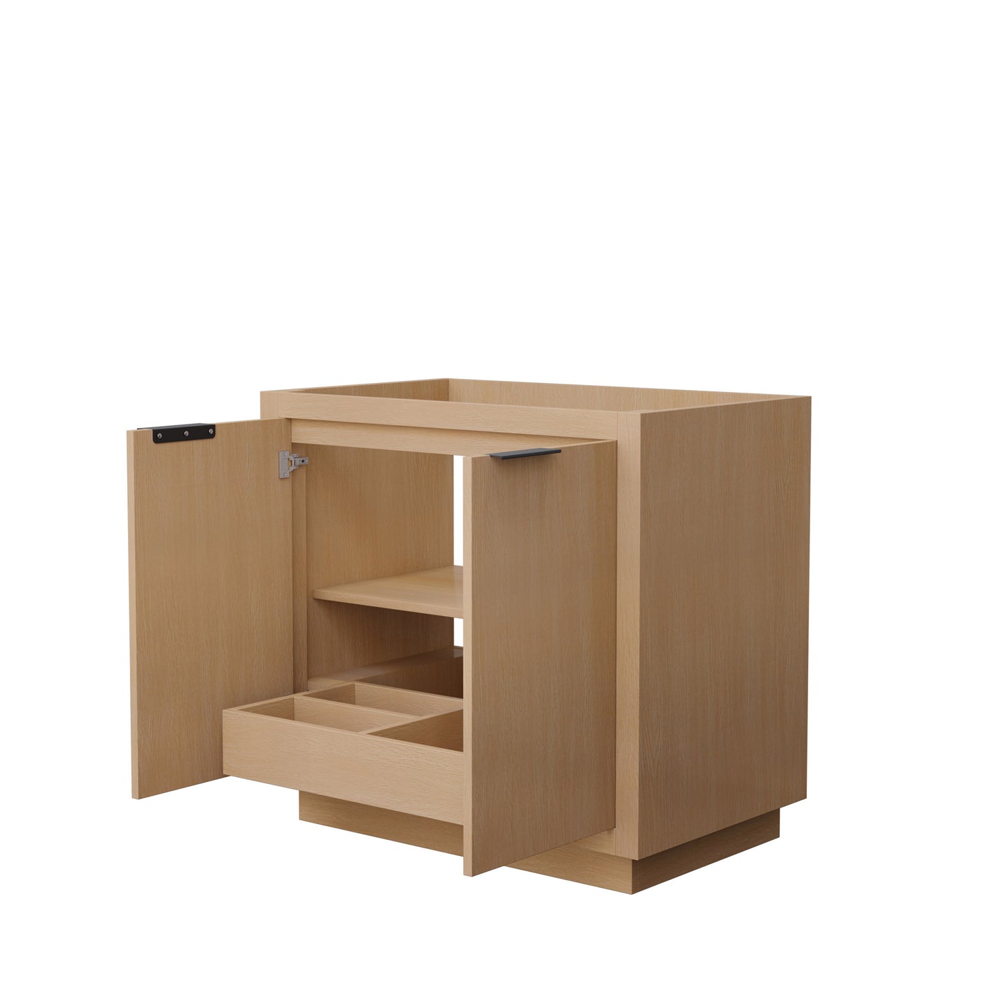 Maroni 36" Single Vanity in Light Straw, No Top, No Sink, Matte Black Trim