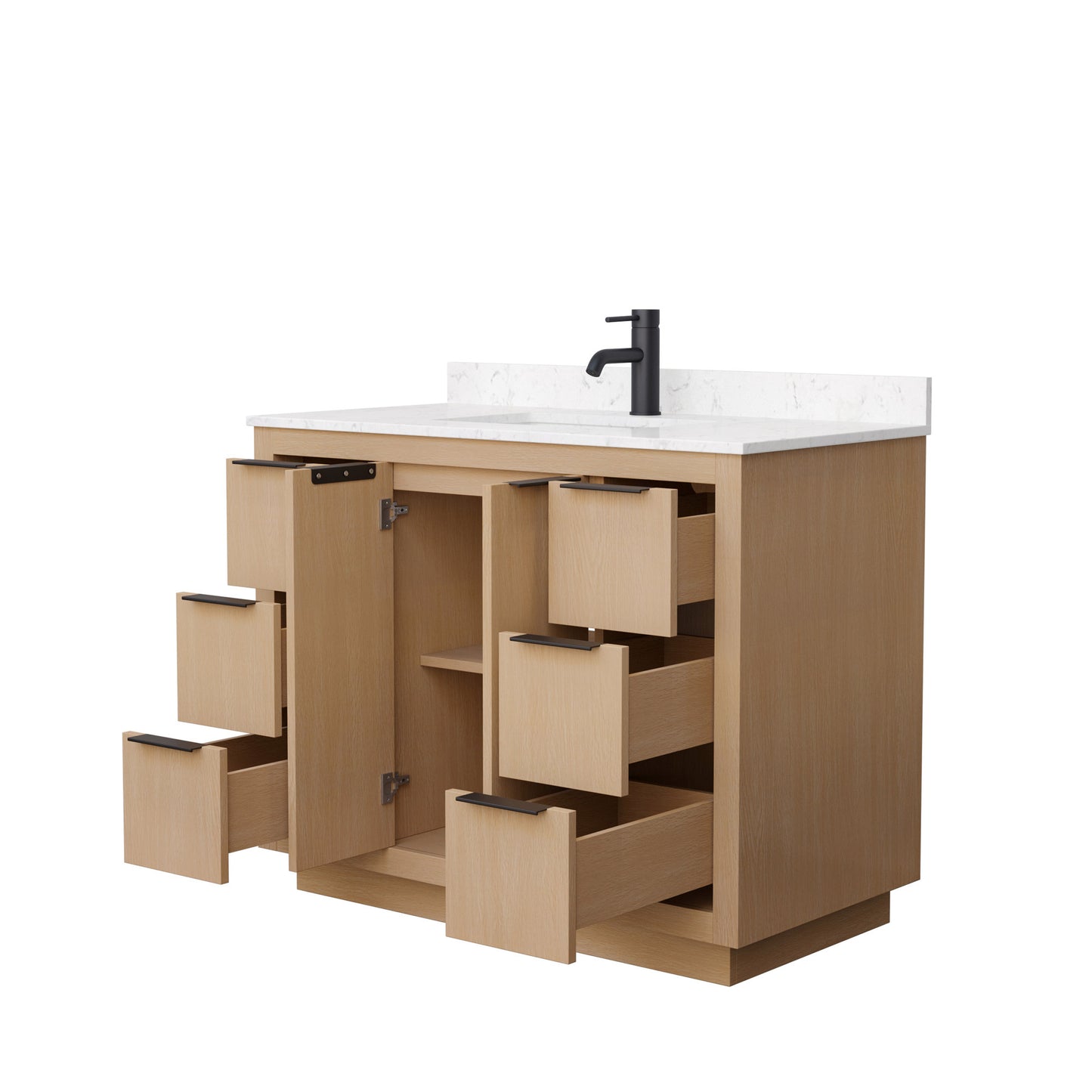 Maroni 42" Single Vanity in Light Straw, Carrara Cultured Marble Top, Black Trim