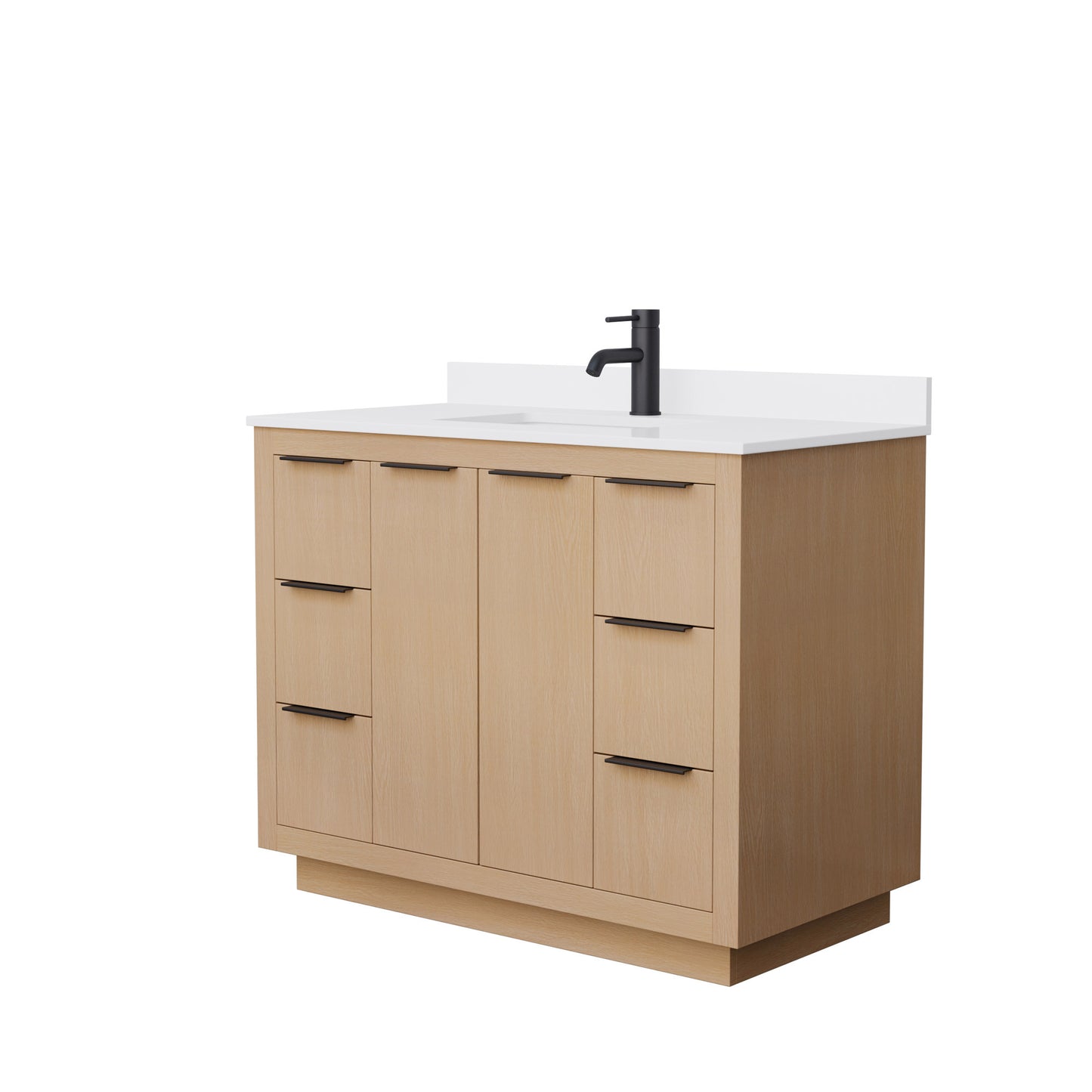 Maroni 42" Single Vanity in Light Straw, White Cultured Marble Top, Black Trim