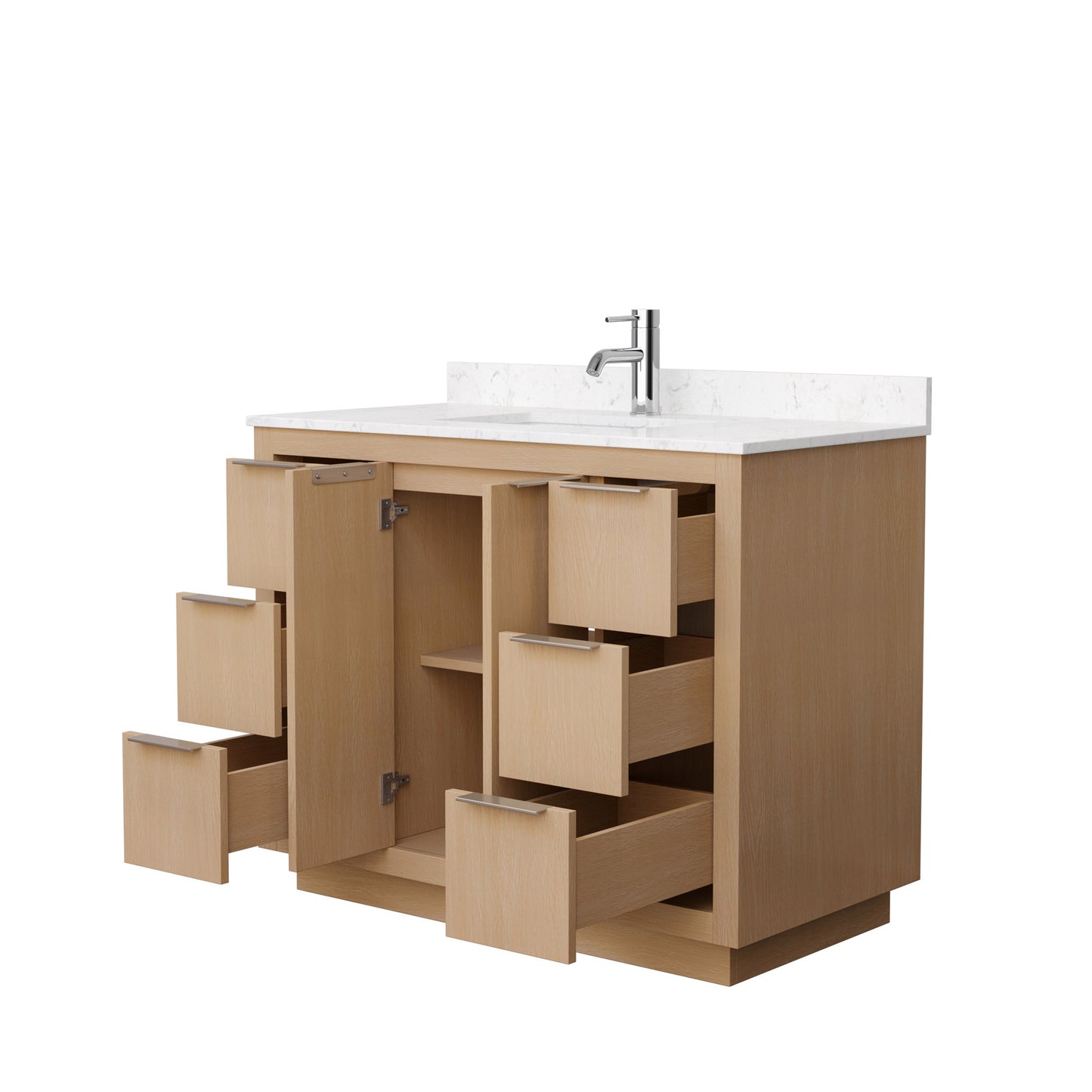 Maroni 42" Single Vanity in Light Straw, Carrara Marble Top, Square Sink