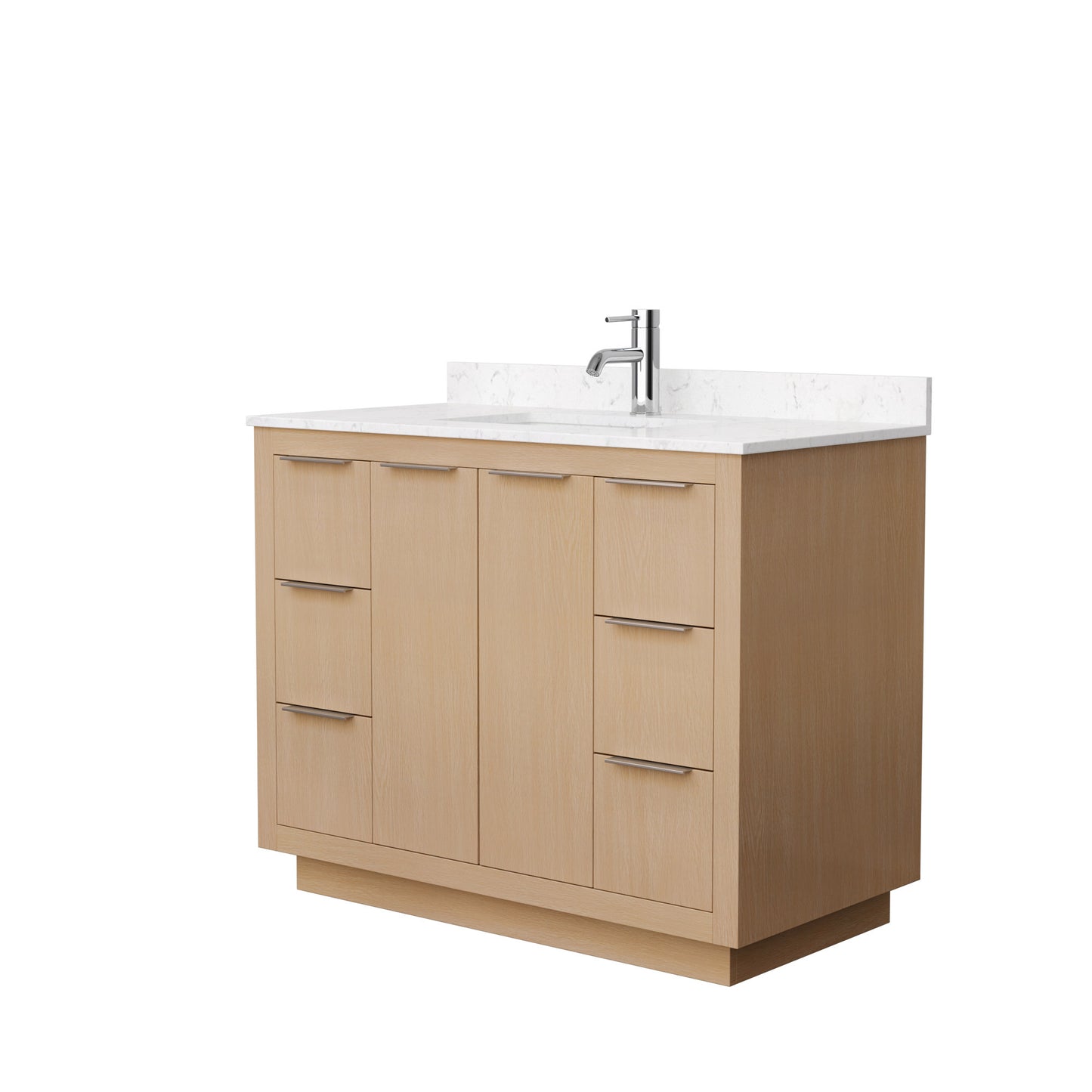 Maroni 42" Single Vanity in Light Straw, Carrara Marble Top, Square Sink